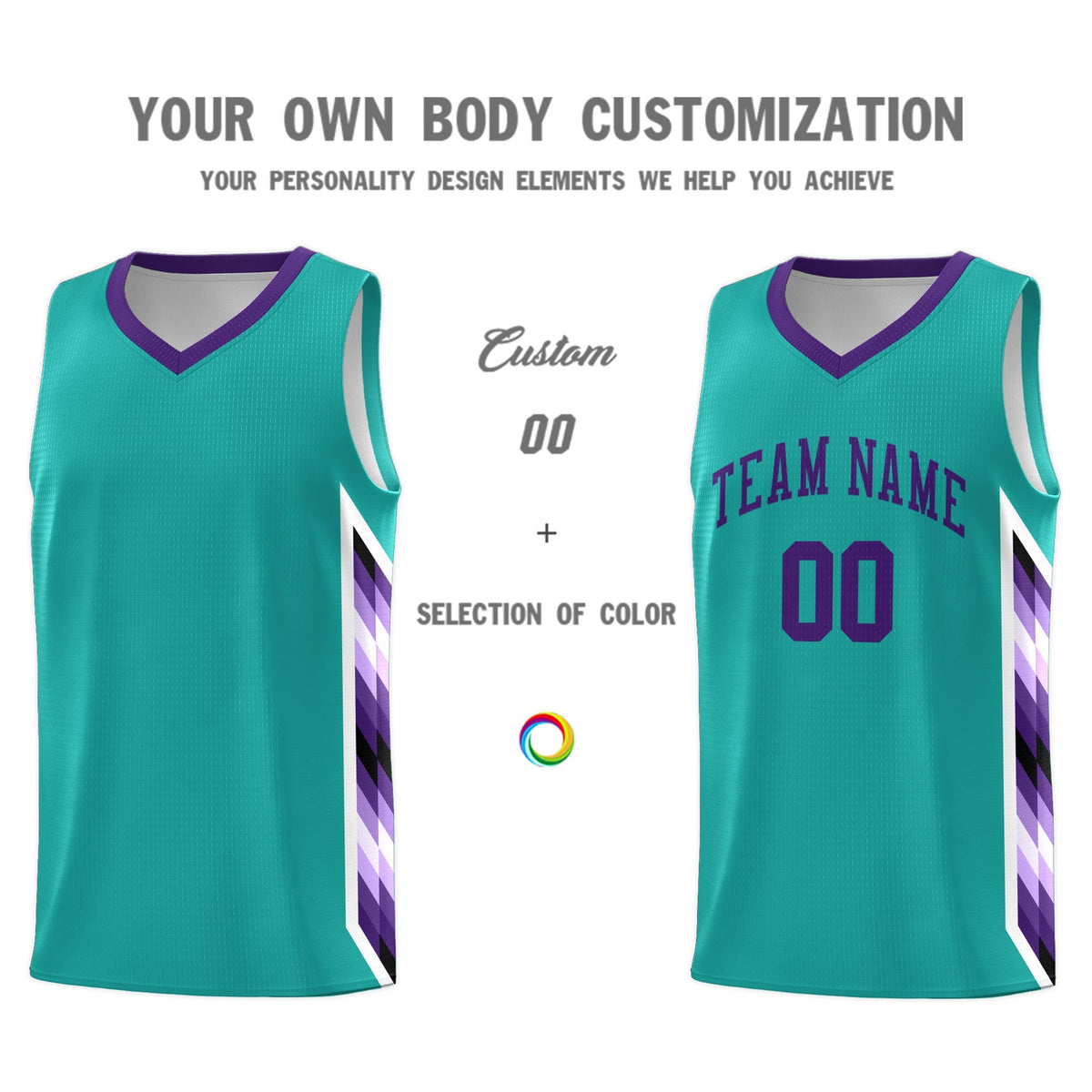 Custom Aqua Mosaic Gradient Fashion Sports Uniform Basketball Jersey|KXKSHOP