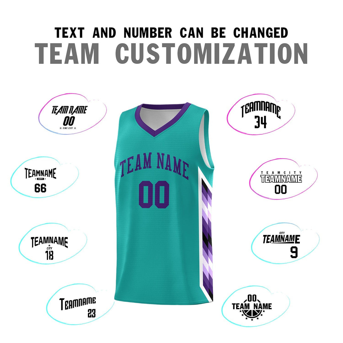 Custom Aqua Mosaic Gradient Fashion Sports Uniform Basketball Jersey|KXKSHOP