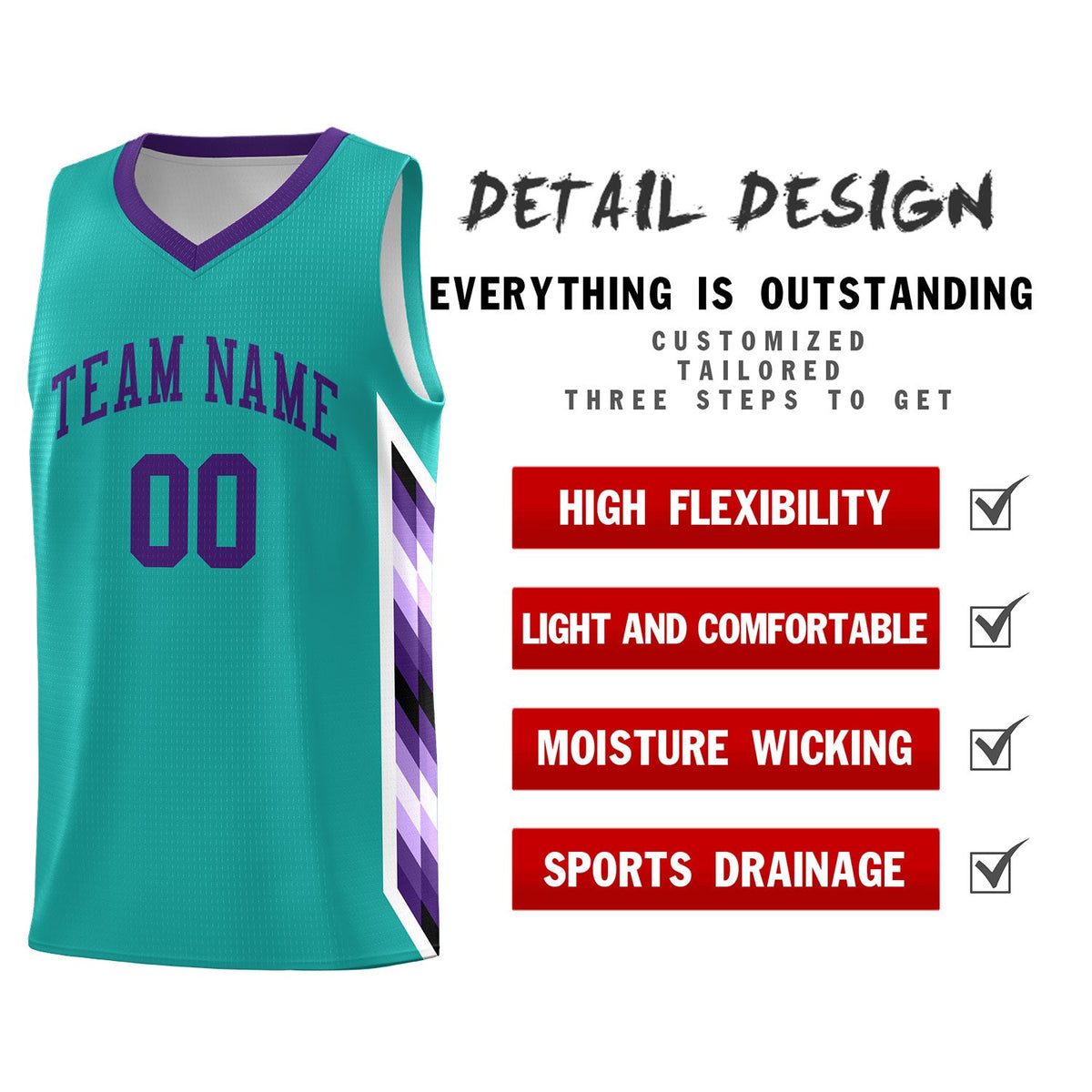 Custom Aqua Mosaic Gradient Fashion Sports Uniform Basketball Jersey|KXKSHOP