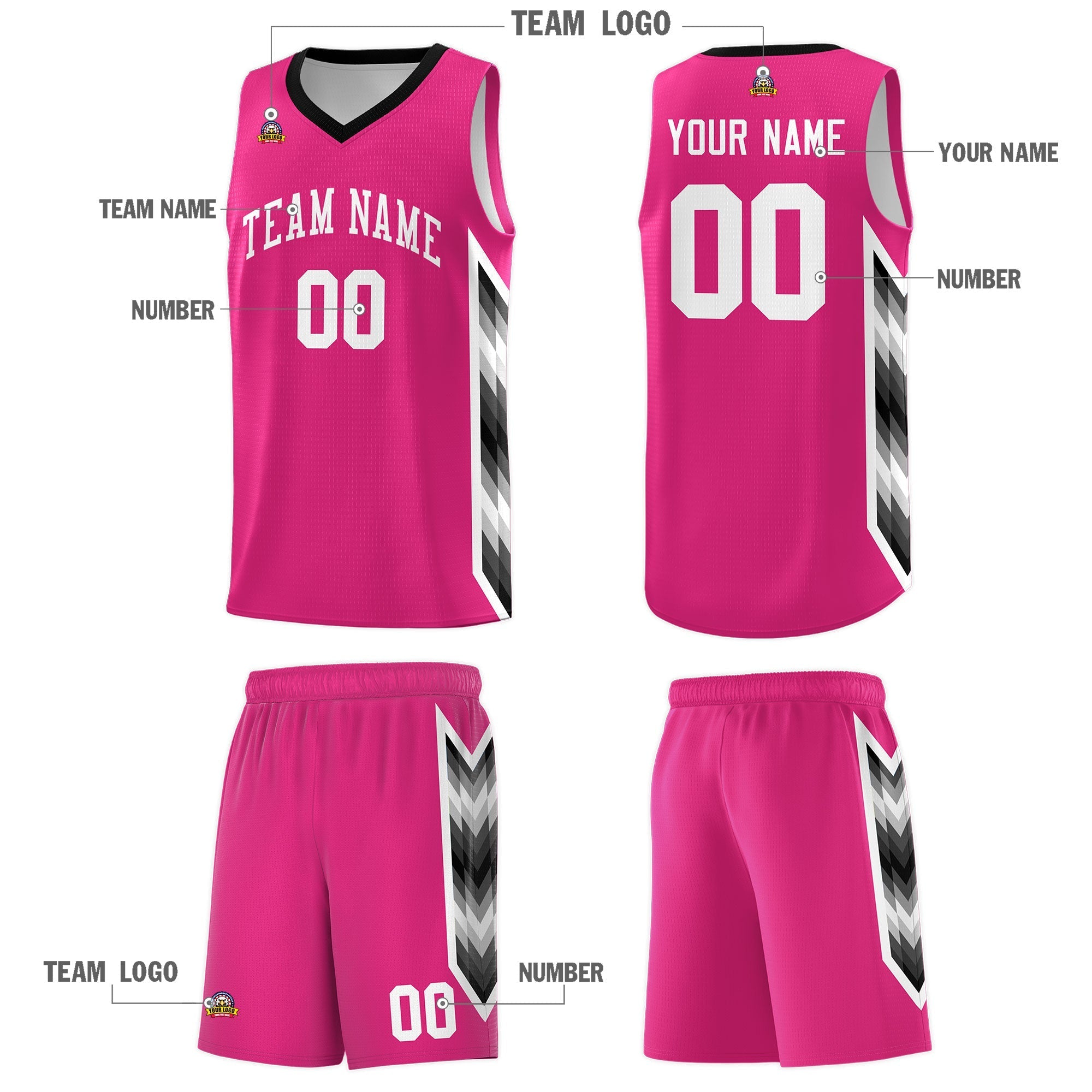 Custom Rose Red Mosaic Gradient Fashion Sports Uniform Basketball Jersey|KXKSHOP