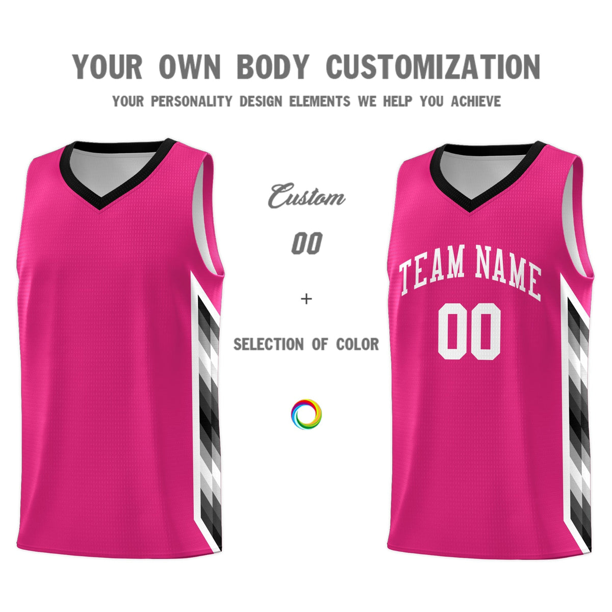 Custom Rose Red Mosaic Gradient Fashion Sports Uniform Basketball Jersey|KXKSHOP