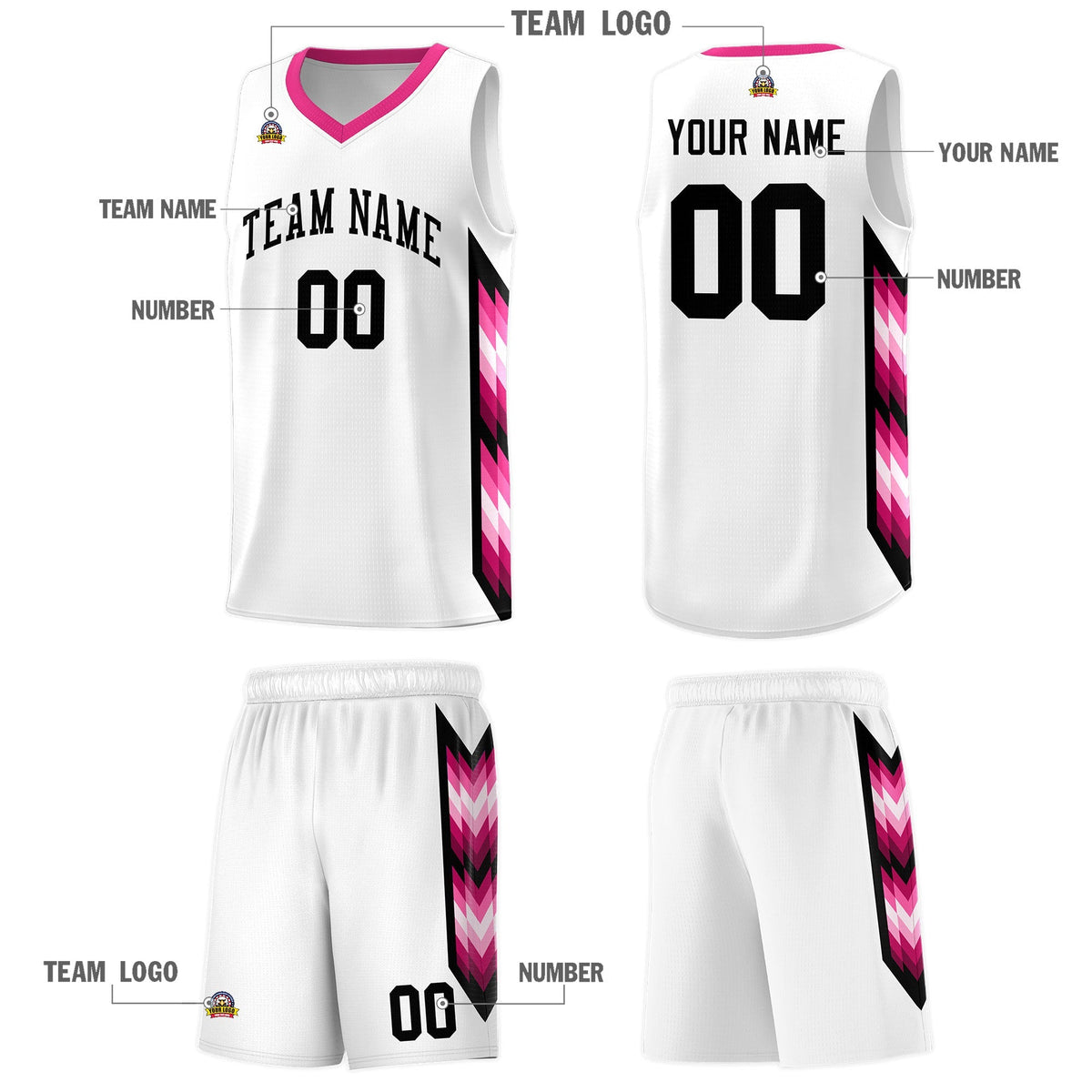 Custom White Mosaic Gradient Fashion Sports Uniform Basketball Jersey|KXKSHOP