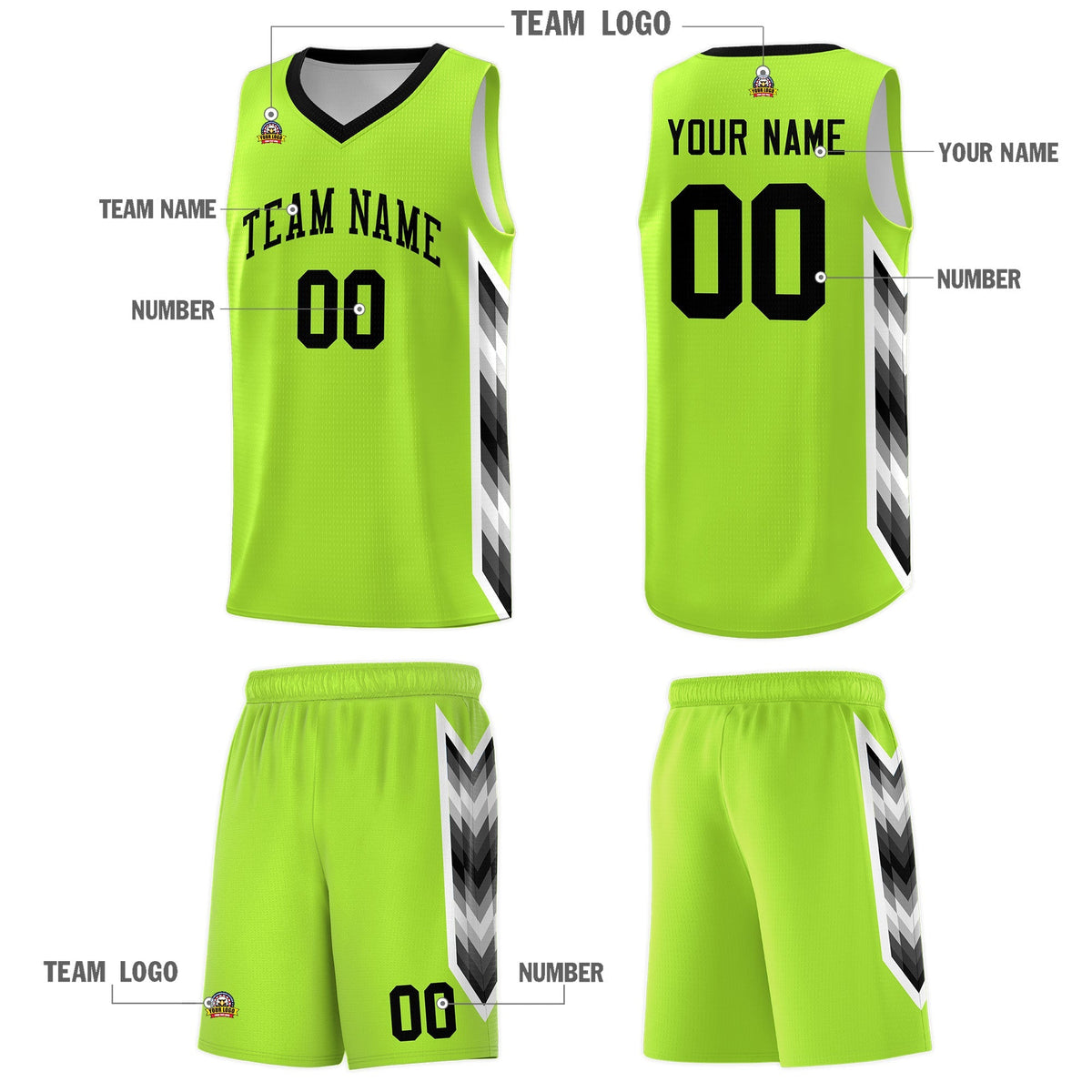 Custom Neon Green Mosaic Gradient Fashion Sports Uniform Basketball Jersey|KXKSHOP