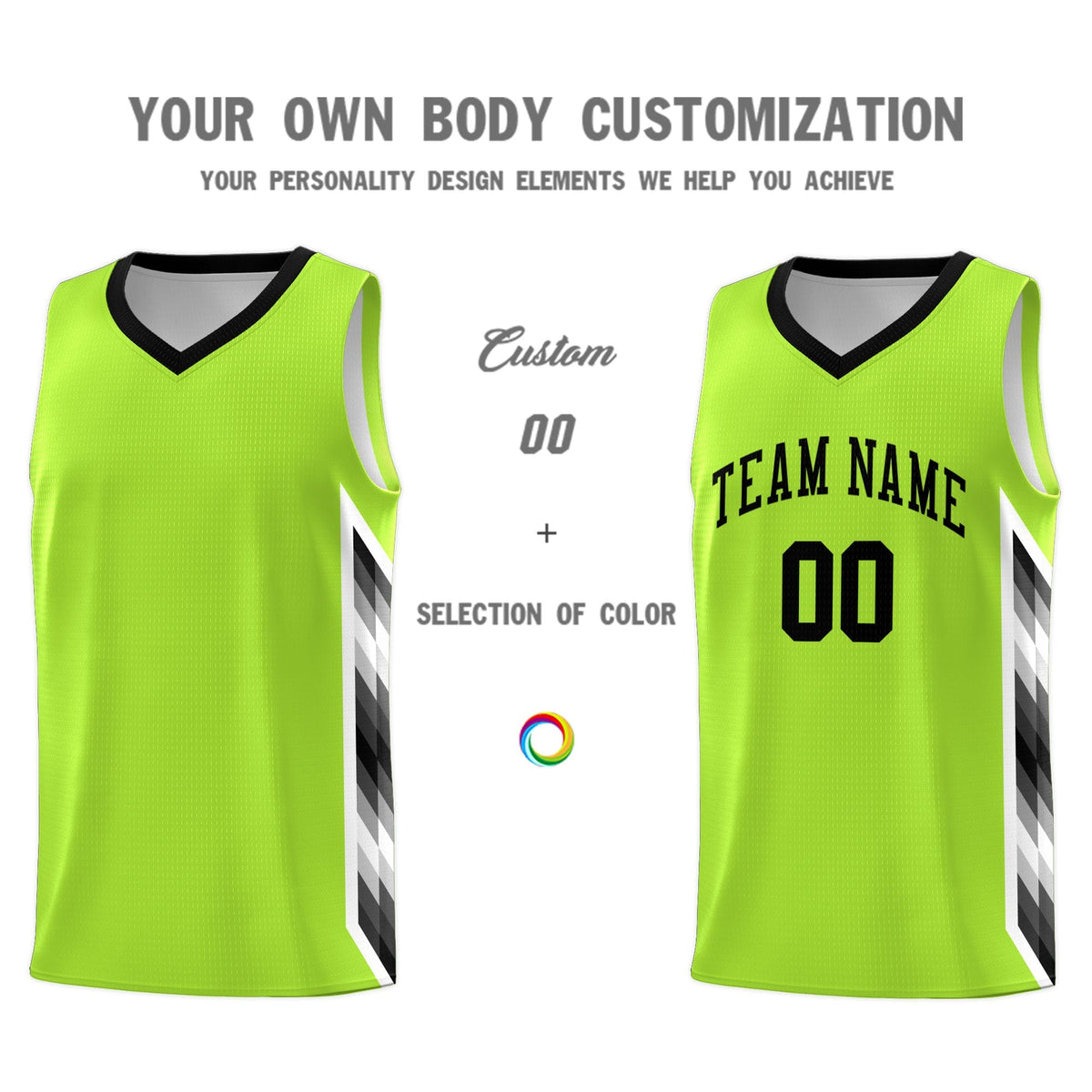 Custom Neon Green Mosaic Gradient Fashion Sports Uniform Basketball Jersey|KXKSHOP