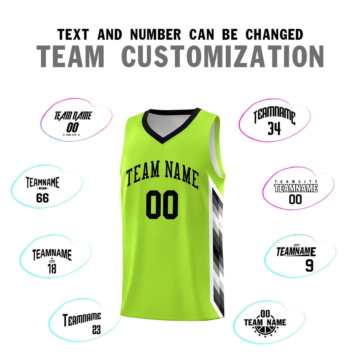 Custom Neon Green Mosaic Gradient Fashion Sports Uniform Basketball Jersey|KXKSHOP