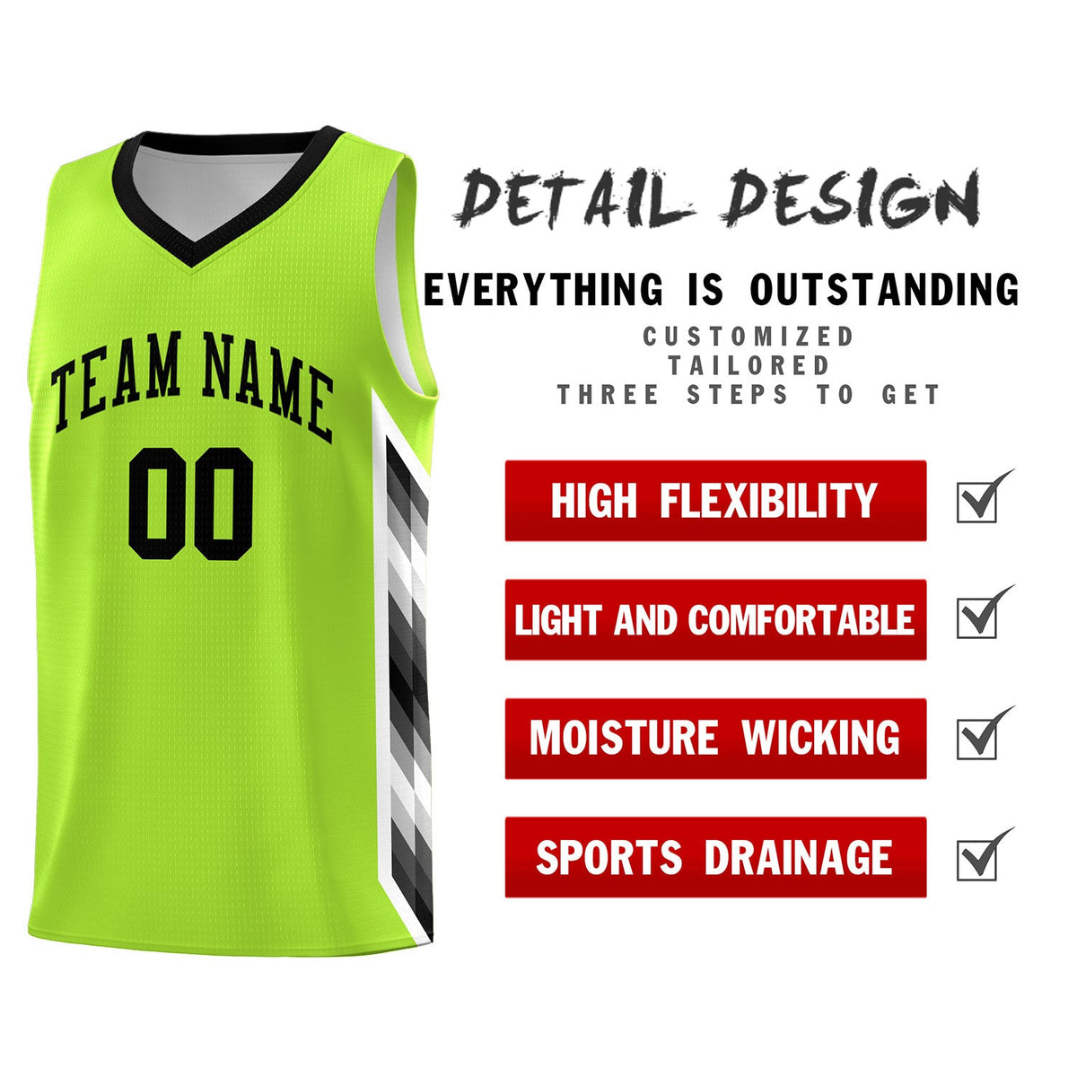 Custom Neon Green Mosaic Gradient Fashion Sports Uniform Basketball Jersey|KXKSHOP