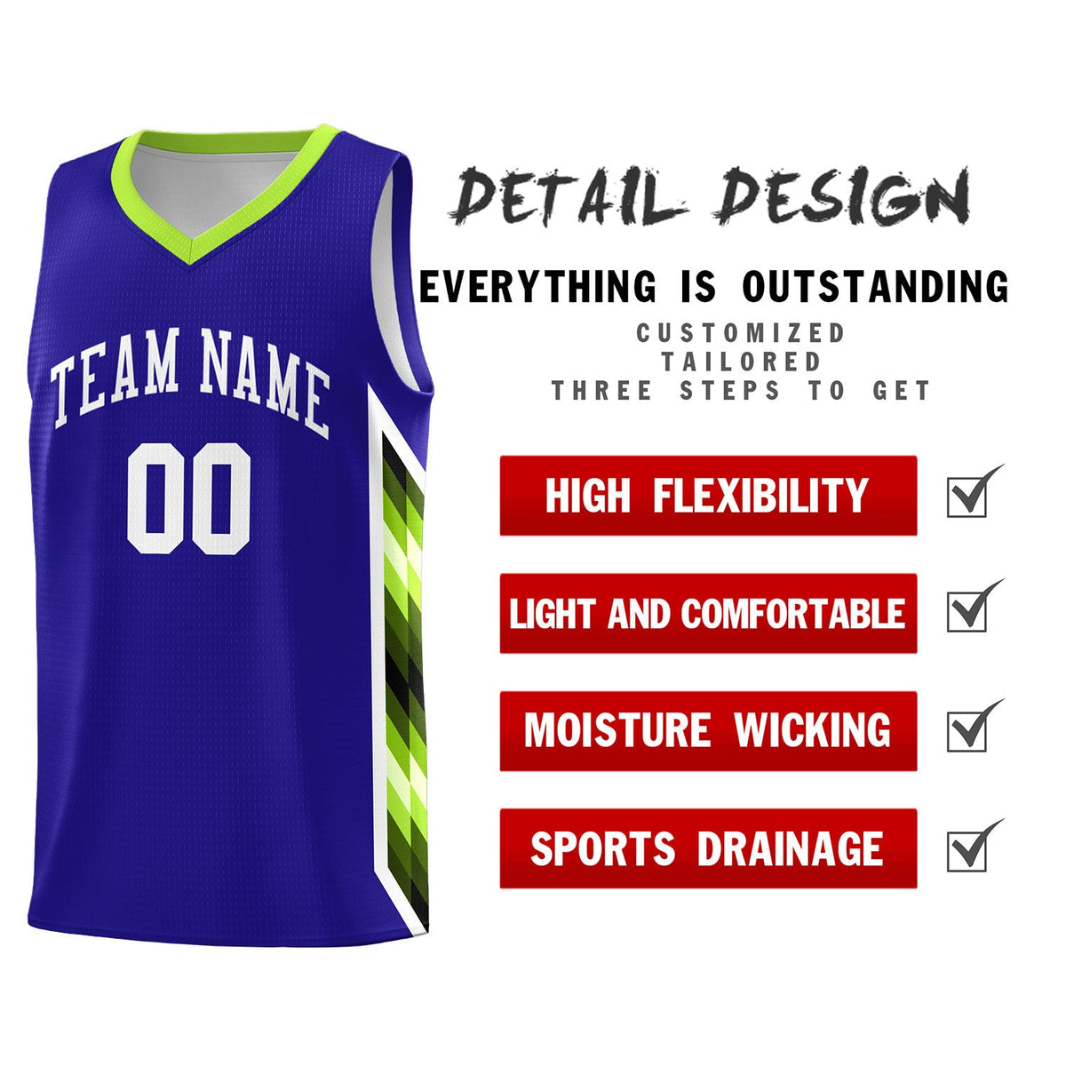 Custom Royal Mosaic Gradient Fashion Sports Uniform Basketball Jersey|KXKSHOP