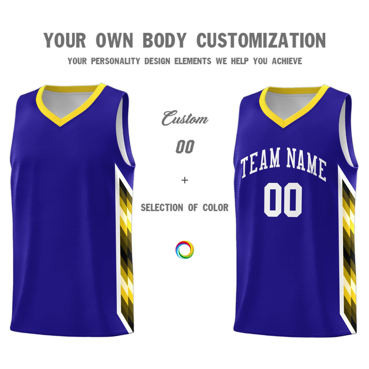 Custom Royal Mosaic Gradient Fashion Sports Uniform Basketball Jersey|KXKSHOP