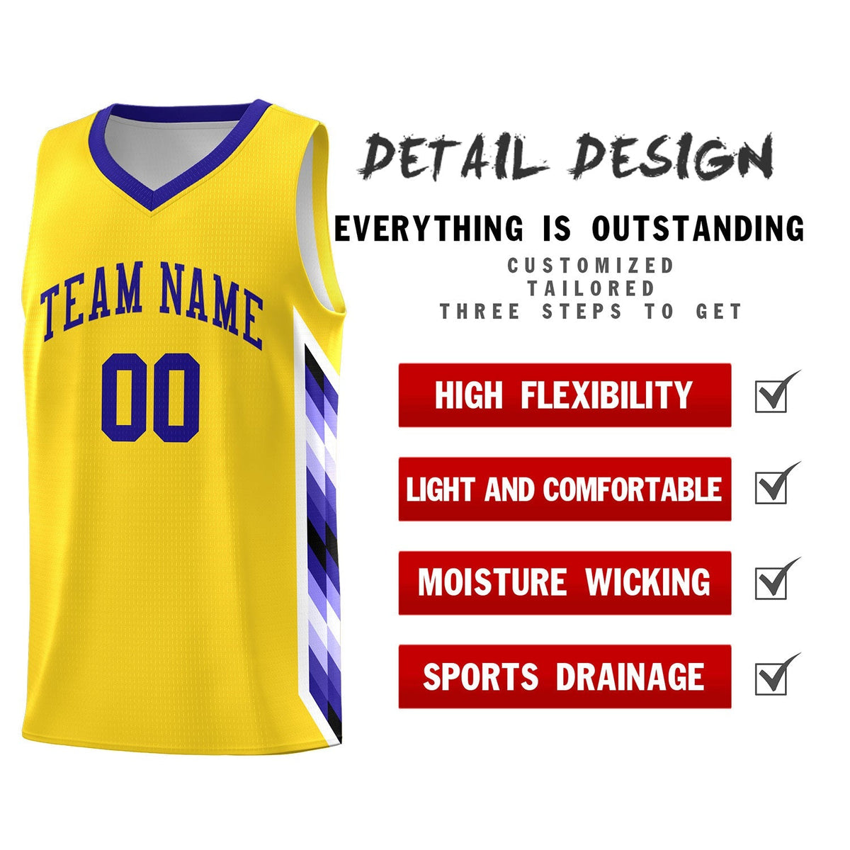 Custom Gold Mosaic Gradient Fashion Sports Uniform Basketball Jersey|KXKSHOP