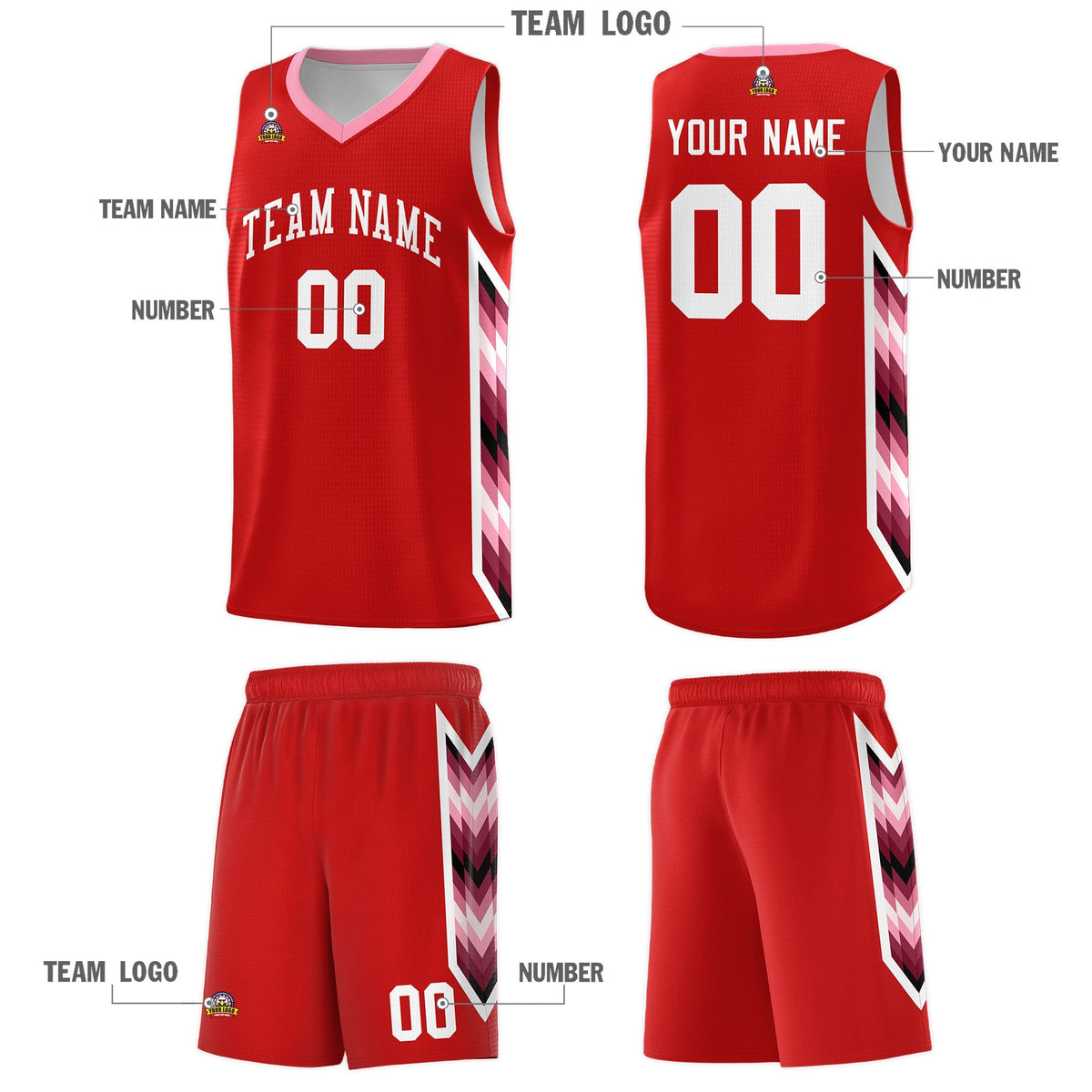 Custom Red Mosaic Gradient Fashion Sports Uniform Basketball Jersey|KXKSHOP