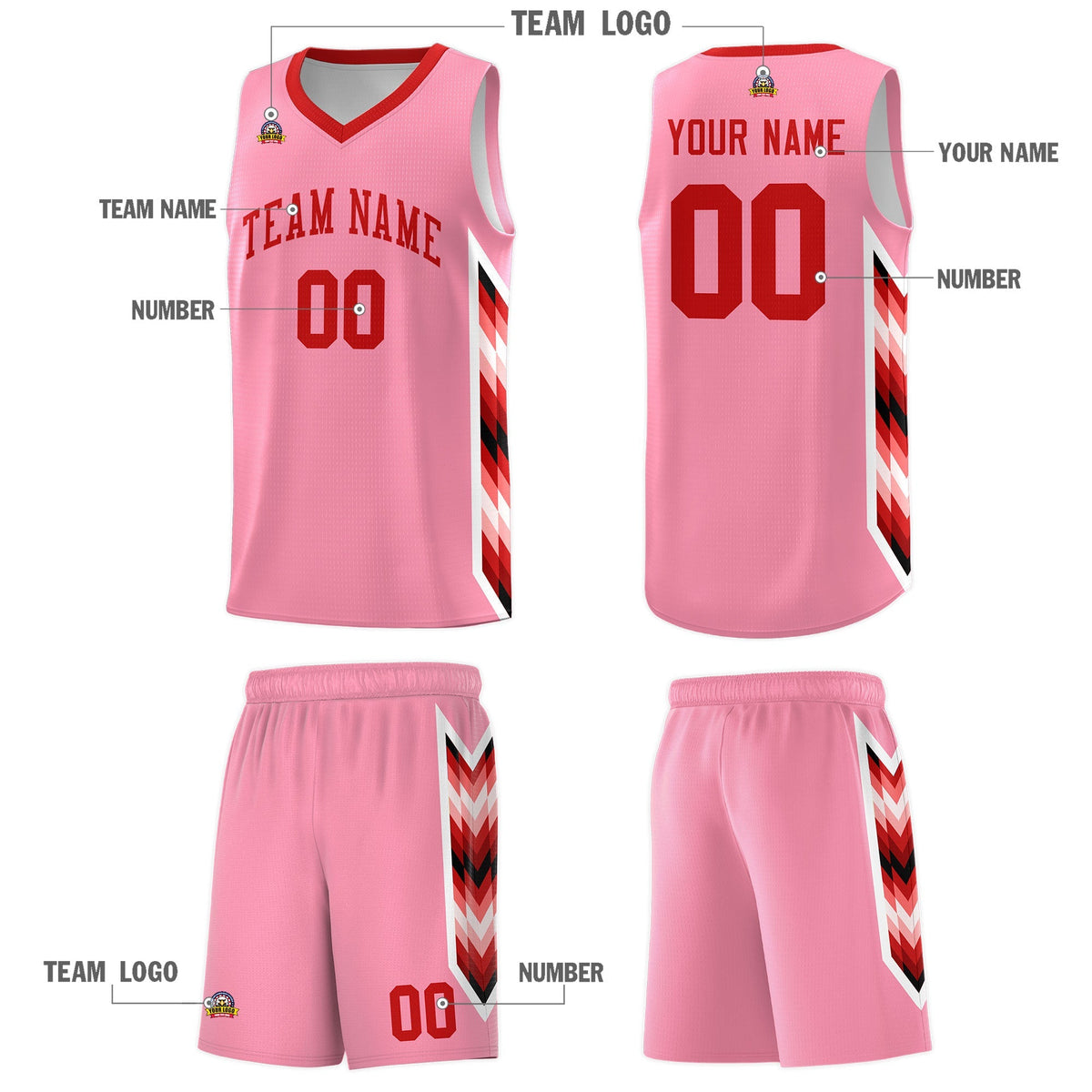 Custom Light Pink Mosaic Gradient Fashion Sports Uniform Basketball Jersey|KXKSHOP