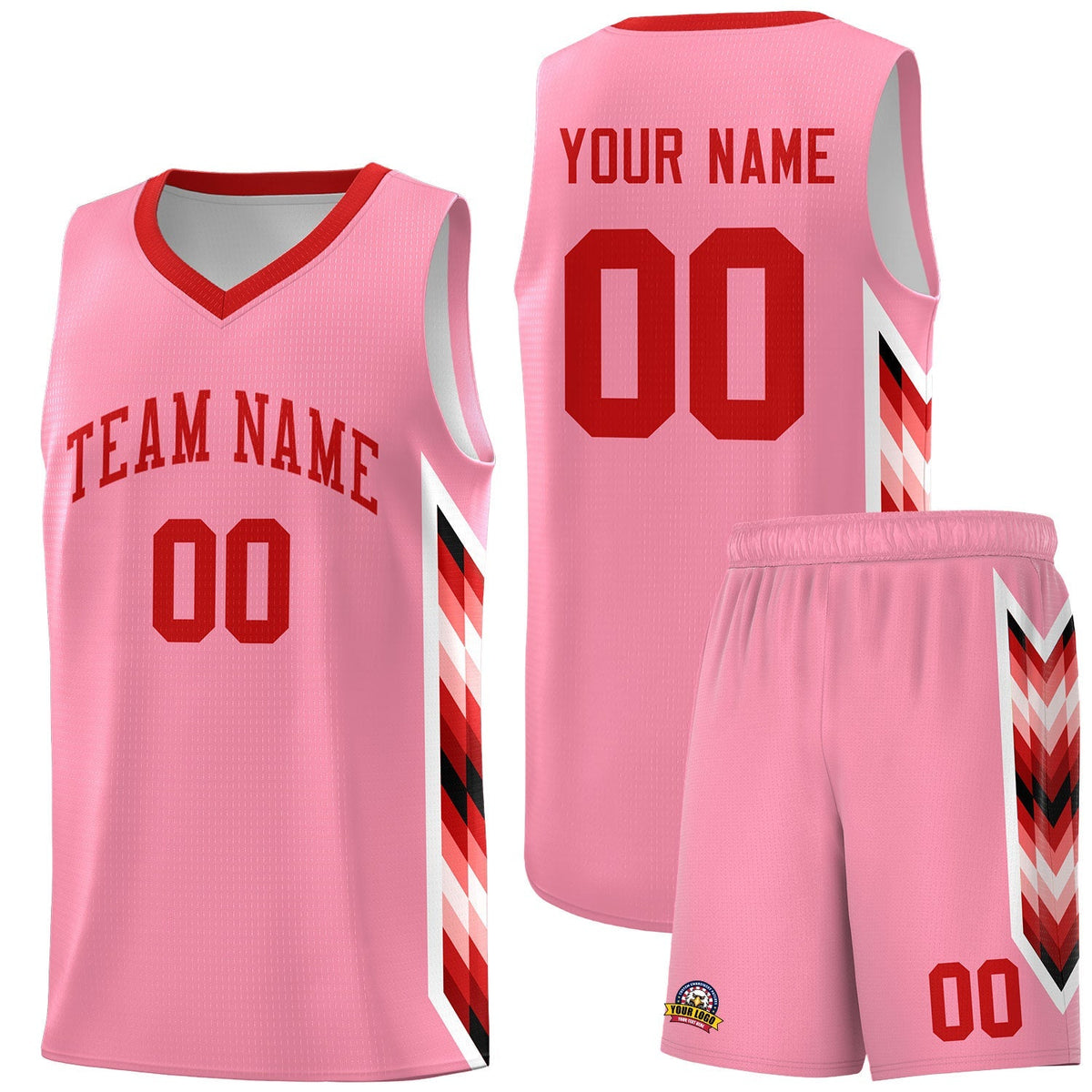 Custom Light Pink Mosaic Gradient Fashion Sports Uniform Basketball Jersey|KXKSHOP