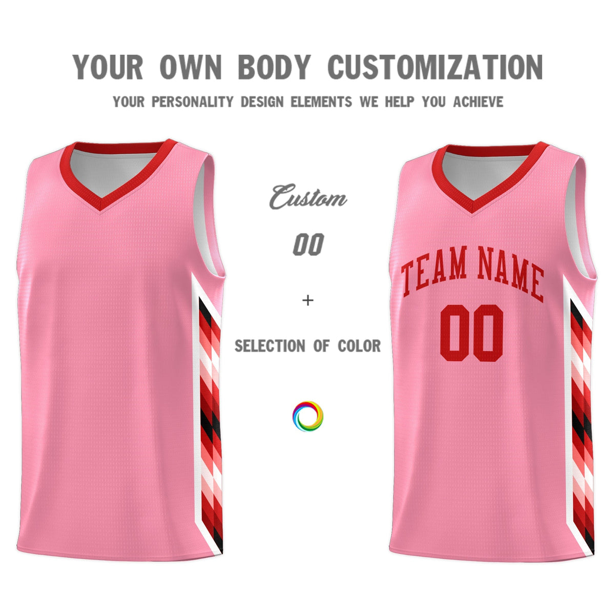 Custom Light Pink Mosaic Gradient Fashion Sports Uniform Basketball Jersey|KXKSHOP