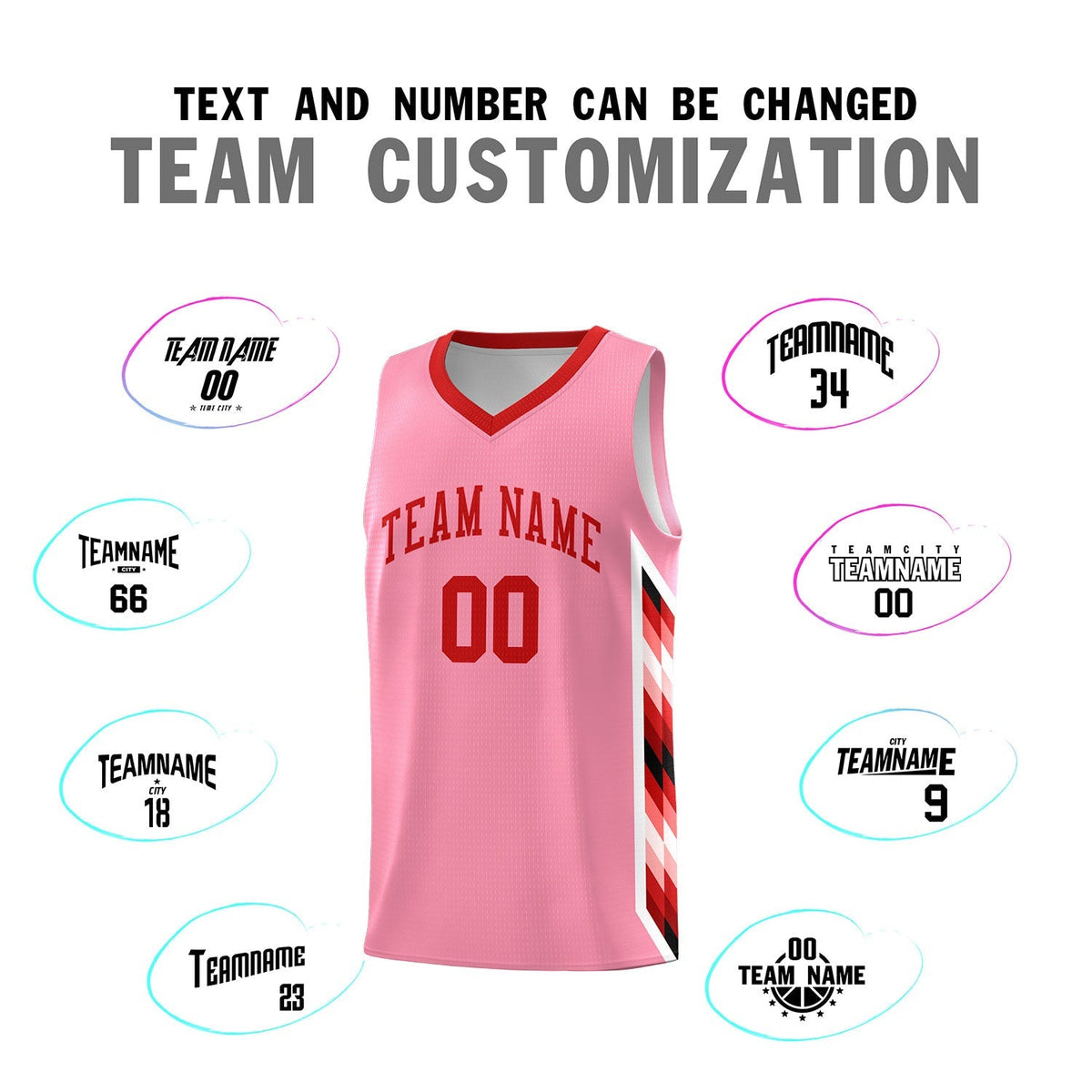 Custom Light Pink Mosaic Gradient Fashion Sports Uniform Basketball Jersey|KXKSHOP