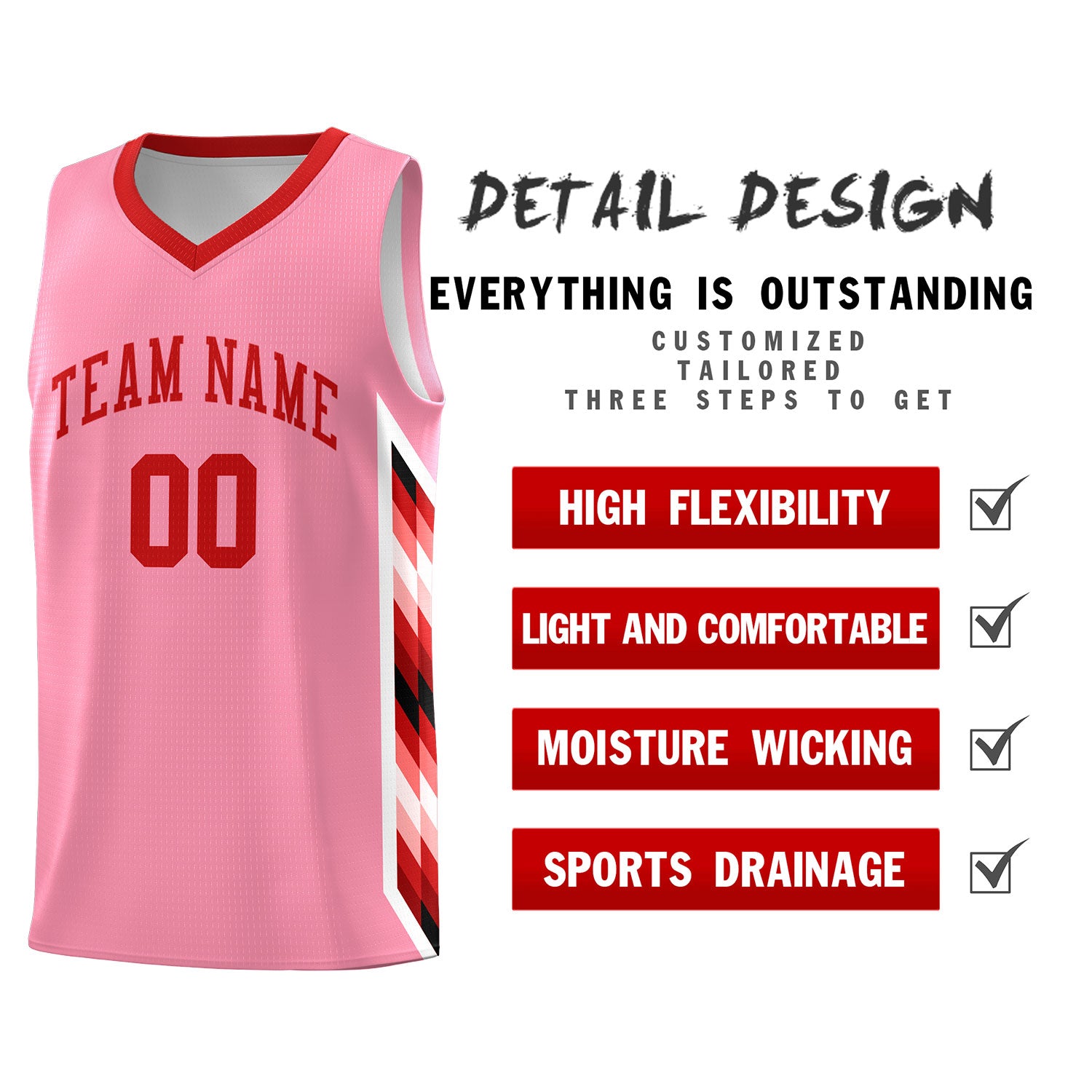 Custom Light Pink Mosaic Gradient Fashion Sports Uniform Basketball Jersey|KXKSHOP