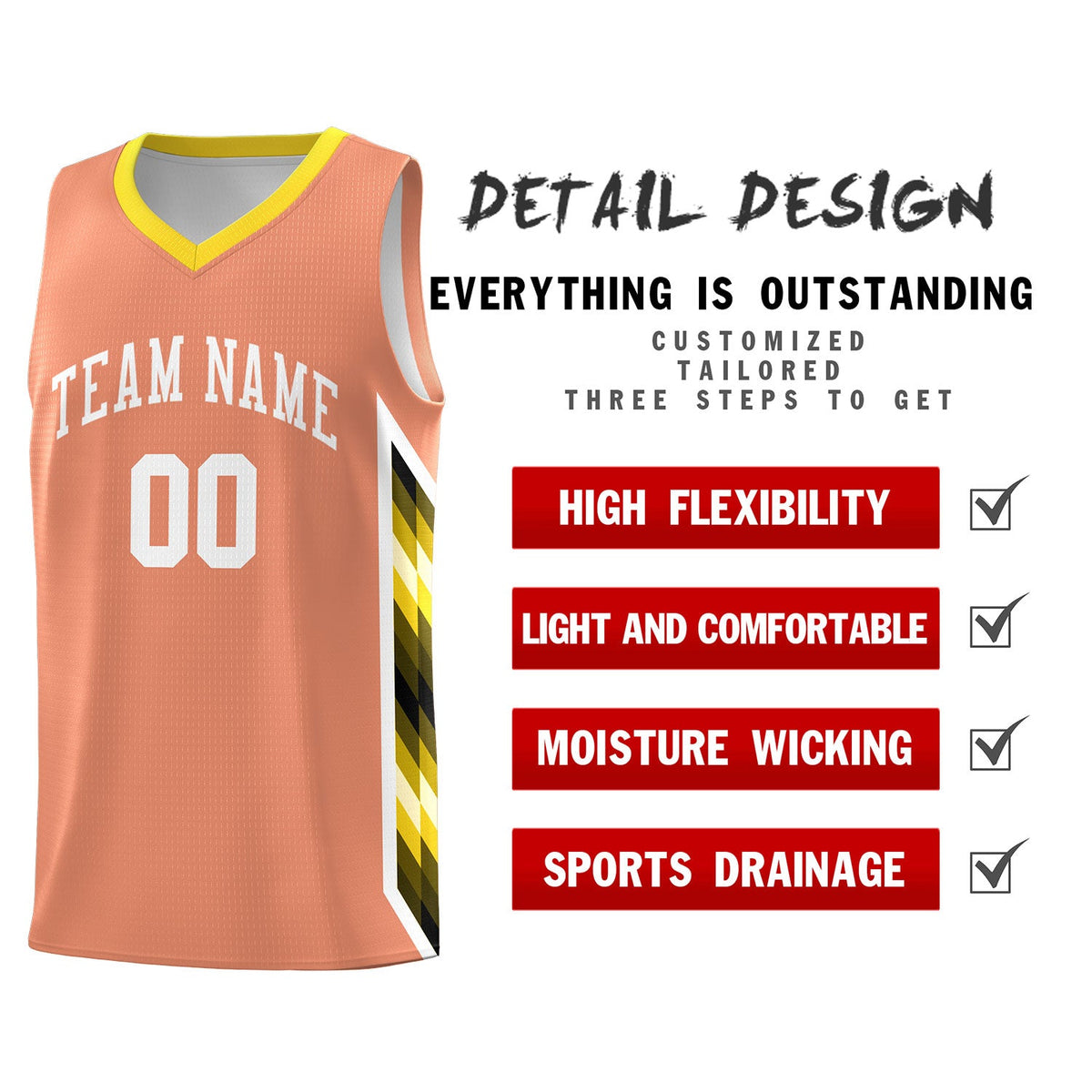 Custom Orange Mosaic Gradient Fashion Sports Uniform Basketball Jersey|KXKSHOP