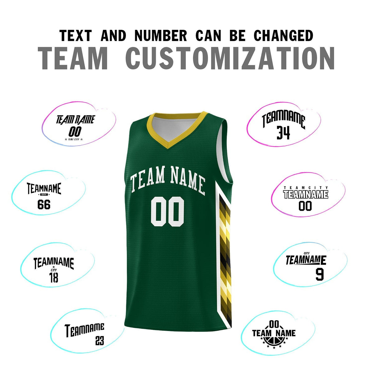Custom Hunter Green Mosaic Gradient Fashion Sports Uniform Basketball Jersey|KXKSHOP
