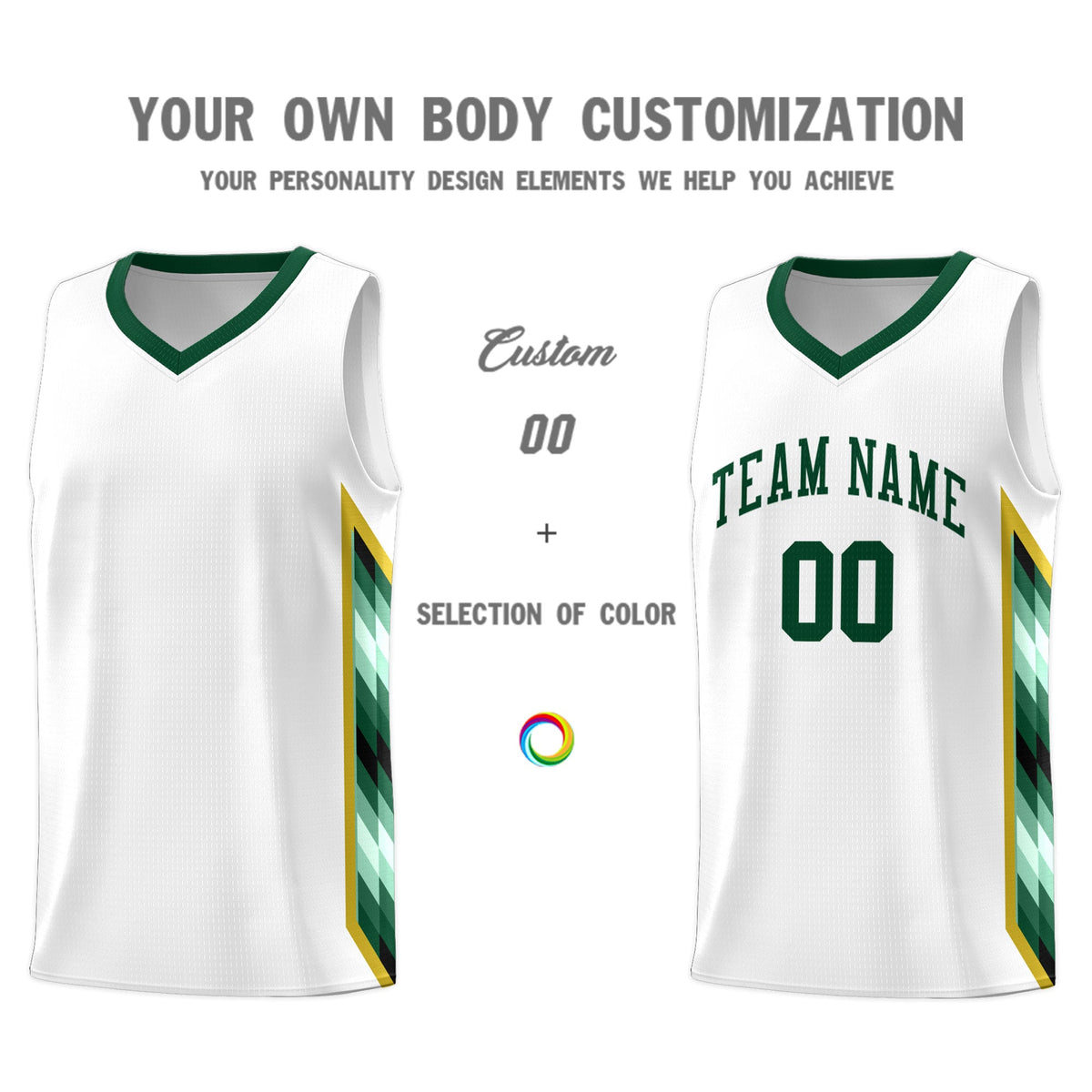 Custom White Mosaic Gradient Fashion Sports Uniform Basketball Jersey|KXKSHOP