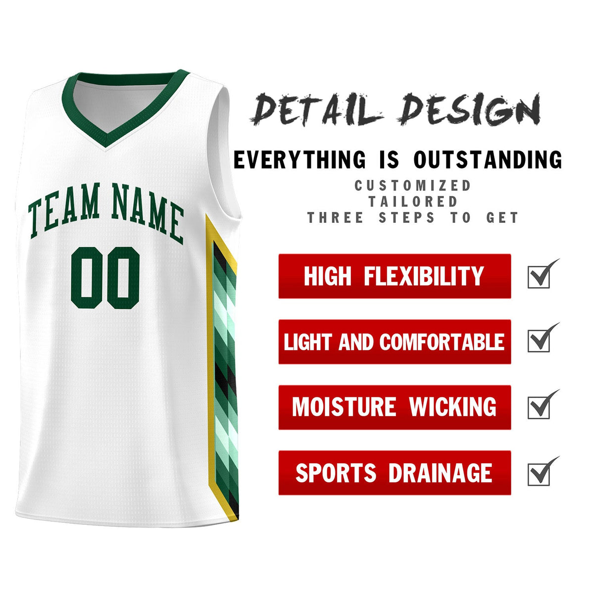 Custom White Mosaic Gradient Fashion Sports Uniform Basketball Jersey|KXKSHOP
