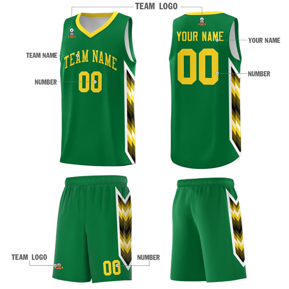 Custom Kelly Green Mosaic Gradient Fashion Sports Uniform Basketball Jersey|KXKSHOP