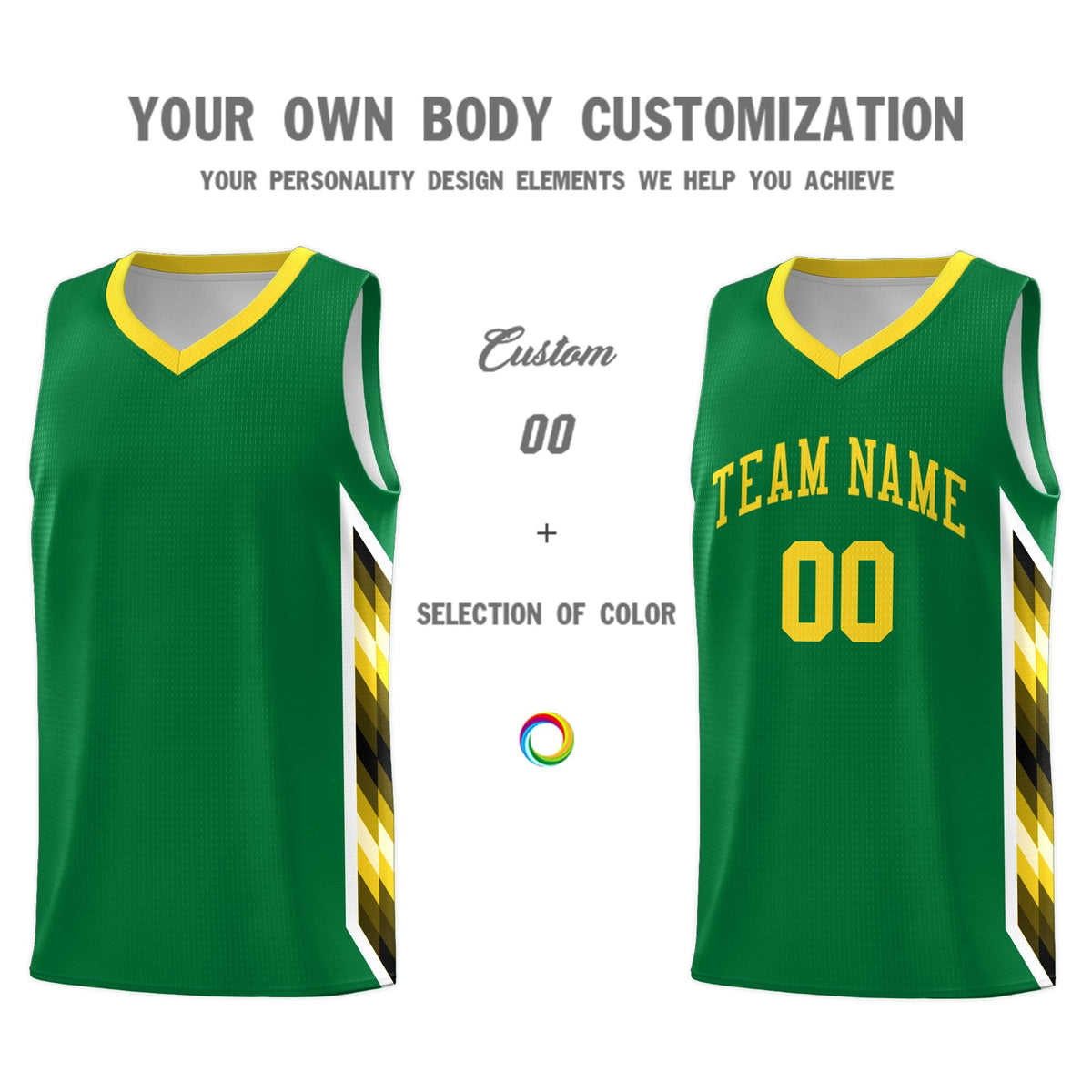 Custom Kelly Green Mosaic Gradient Fashion Sports Uniform Basketball Jersey|KXKSHOP