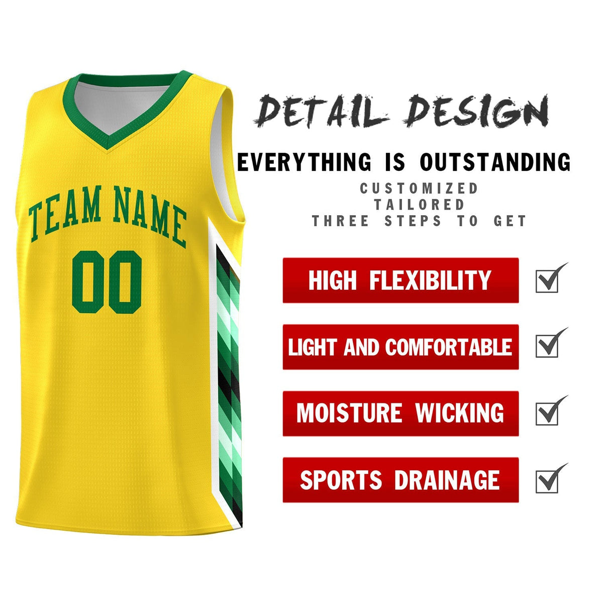 Custom Gold Mosaic Gradient Fashion Sports Uniform Basketball Jersey|KXKSHOP