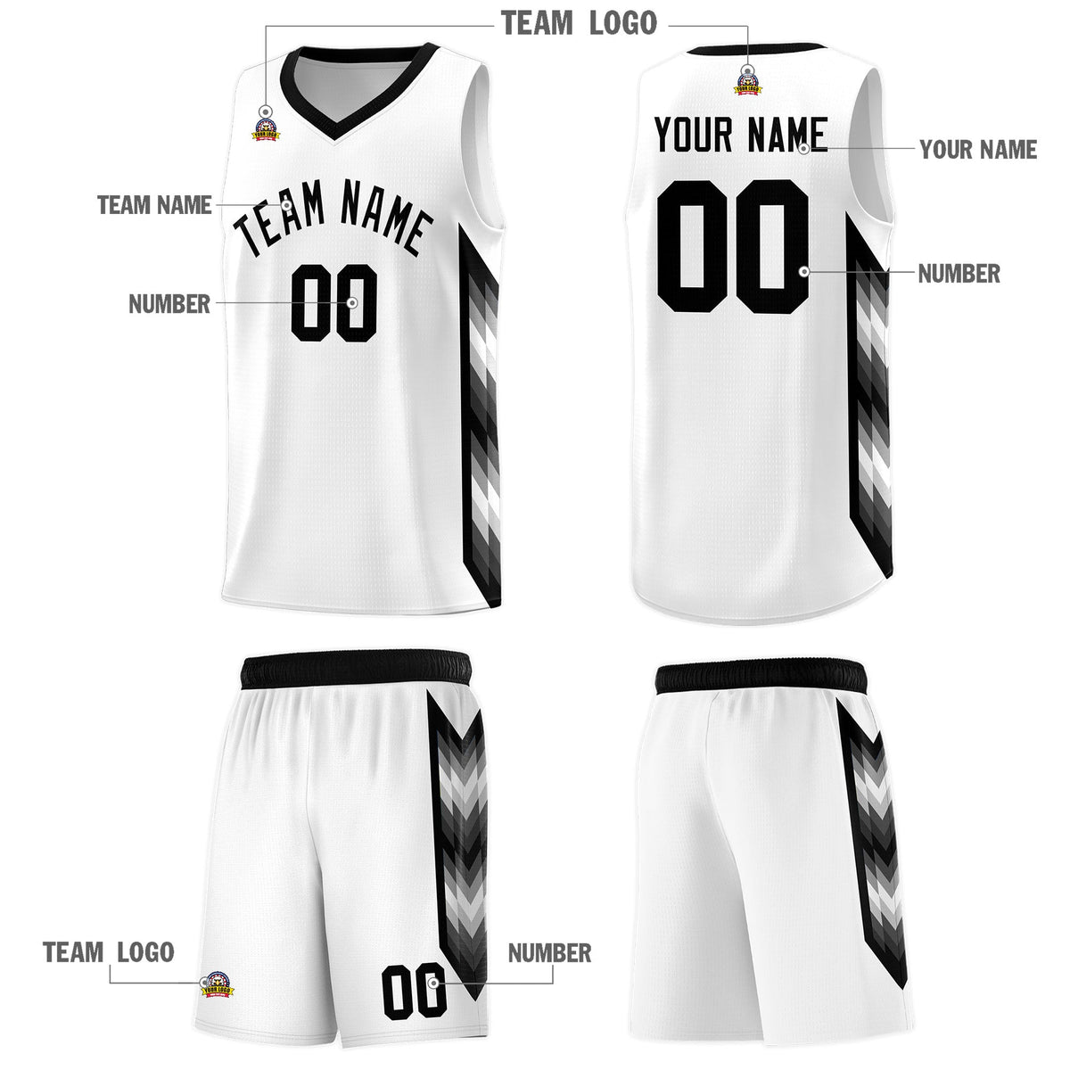 Custom White Mosaic Gradient Fashion Sports Uniform Basketball Jersey|KXKSHOP