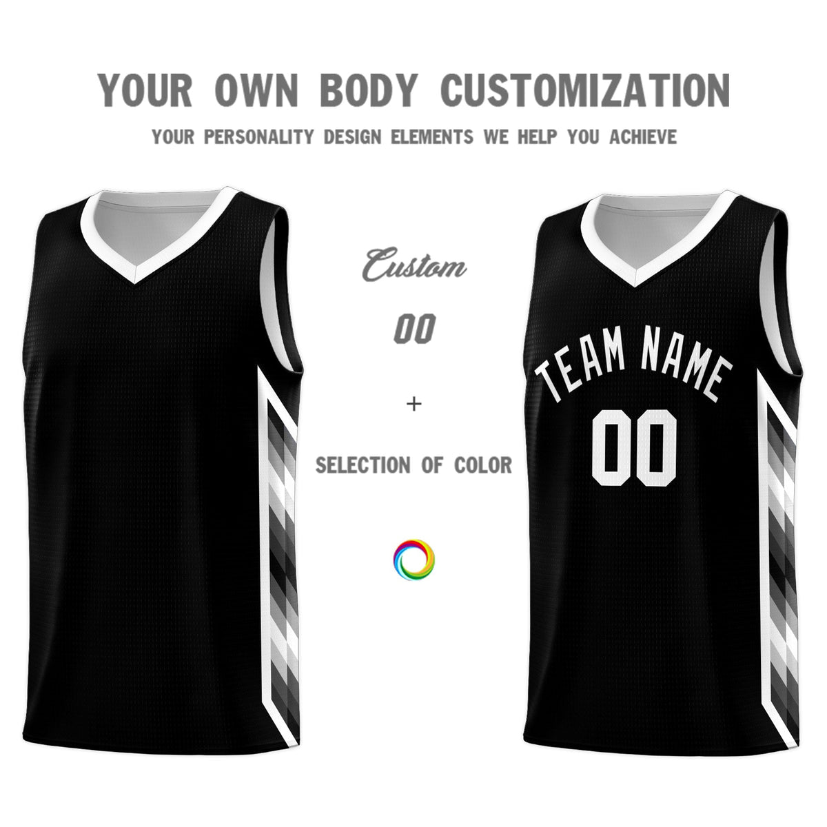 Custom Black Mosaic Gradient Fashion Sports Uniform Basketball Jersey|KXKSHOP