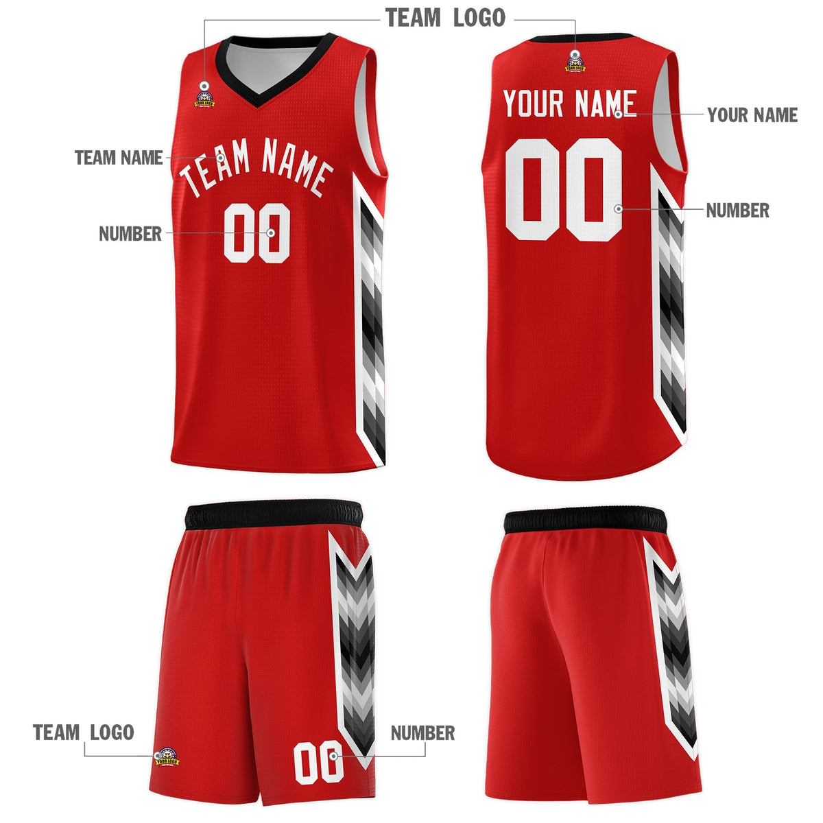 Custom Red Mosaic Gradient Fashion Sports Uniform Basketball Jersey|KXKSHOP