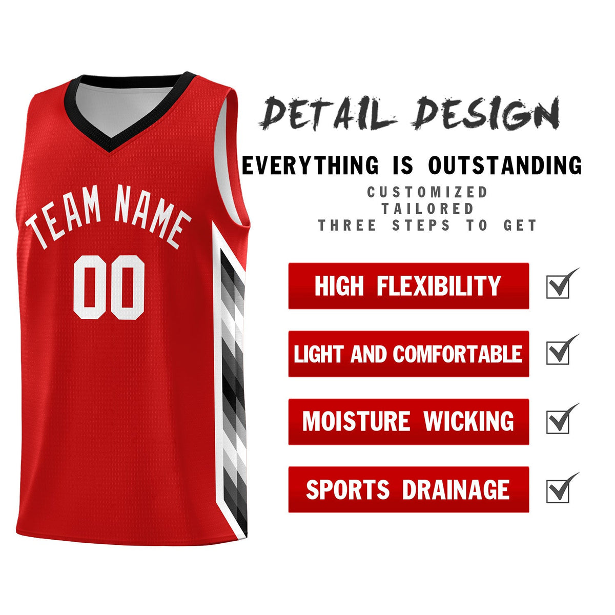 Custom Red Mosaic Gradient Fashion Sports Uniform Basketball Jersey|KXKSHOP