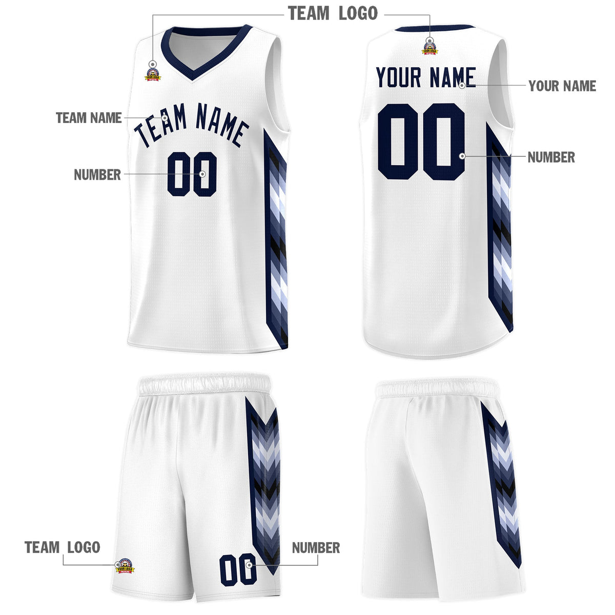 Custom White Mosaic Gradient Fashion Sports Uniform Basketball Jersey|KXKSHOP
