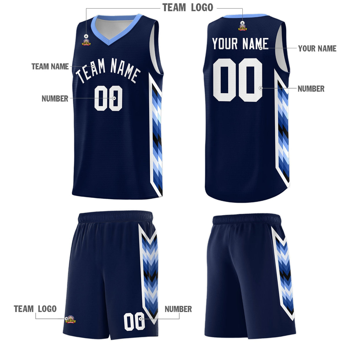 Custom Navy Mosaic Gradient Fashion Sports Uniform Basketball Jersey|KXKSHOP