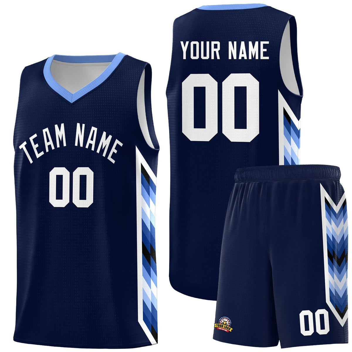 Custom Navy Mosaic Gradient Fashion Sports Uniform Basketball Jersey|KXKSHOP