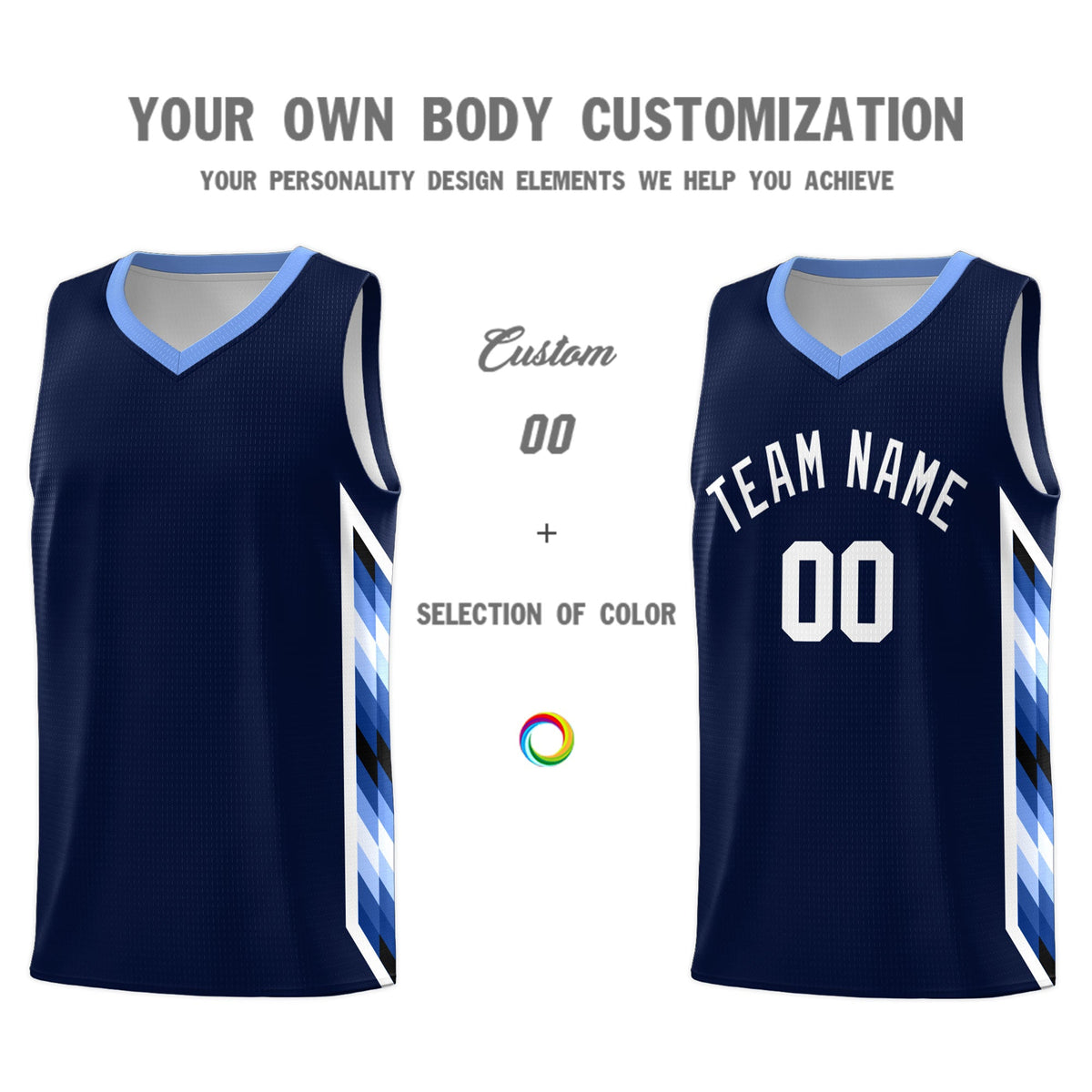 Custom Navy Mosaic Gradient Fashion Sports Uniform Basketball Jersey|KXKSHOP