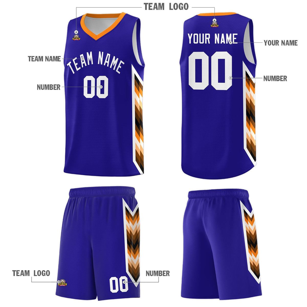 Custom Royal Mosaic Gradient Fashion Sports Uniform Basketball Jersey|KXKSHOP