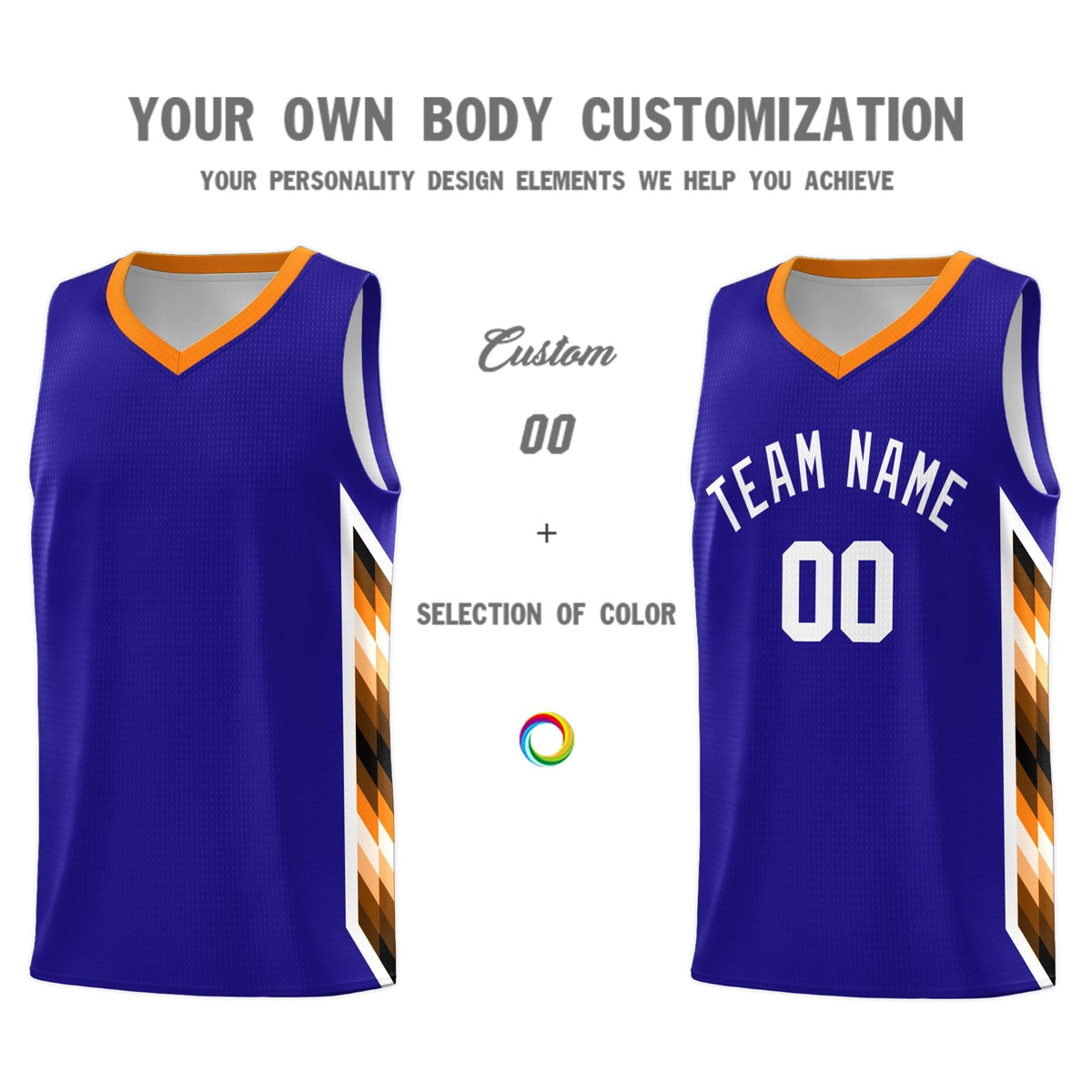 Custom Royal Mosaic Gradient Fashion Sports Uniform Basketball Jersey|KXKSHOP