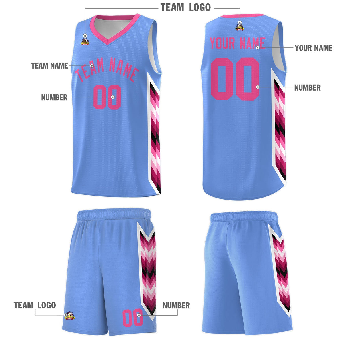 Custom Light Blue Mosaic Gradient Fashion Sports Uniform Basketball Jersey|KXKSHOP