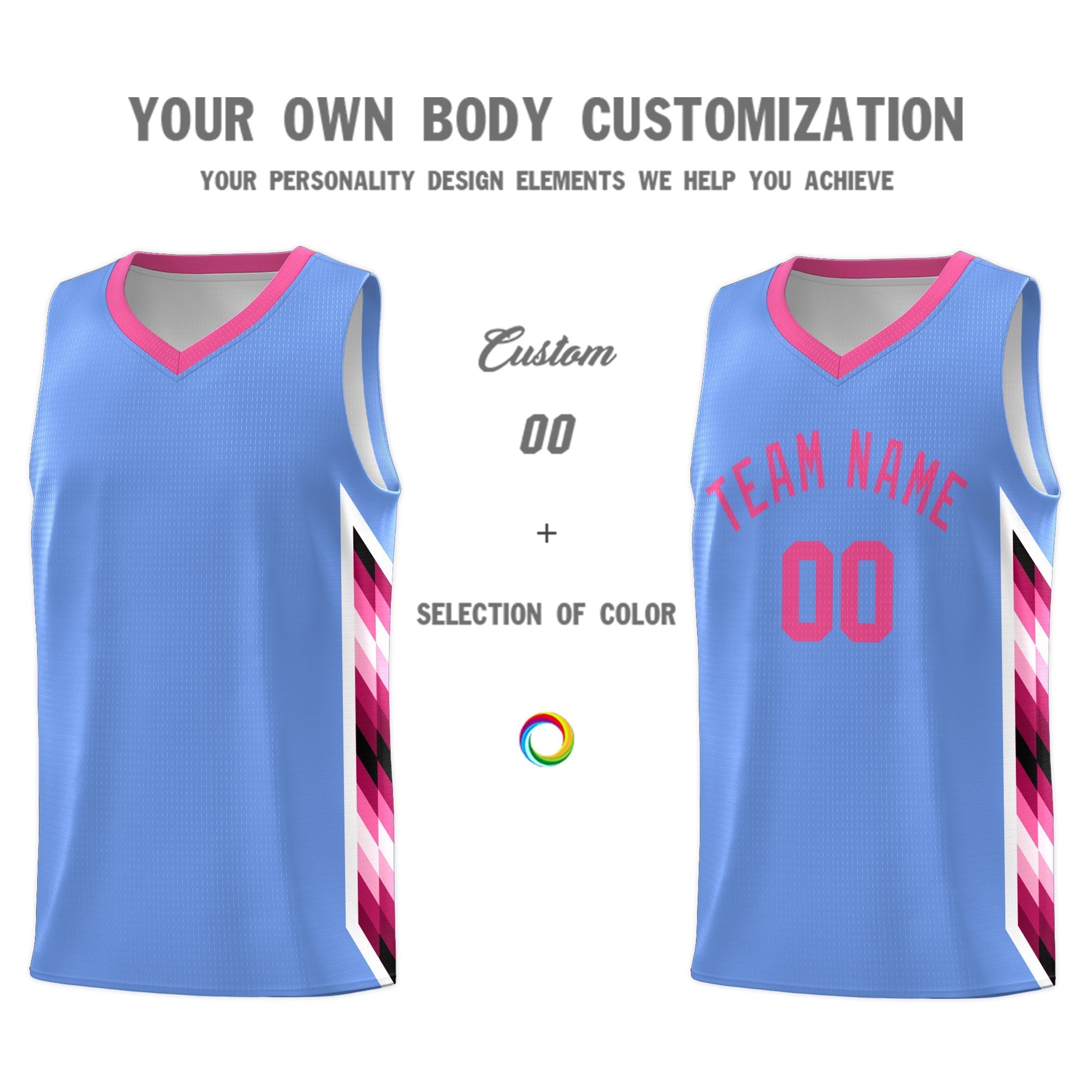 Custom Light Blue Mosaic Gradient Fashion Sports Uniform Basketball Jersey|KXKSHOP