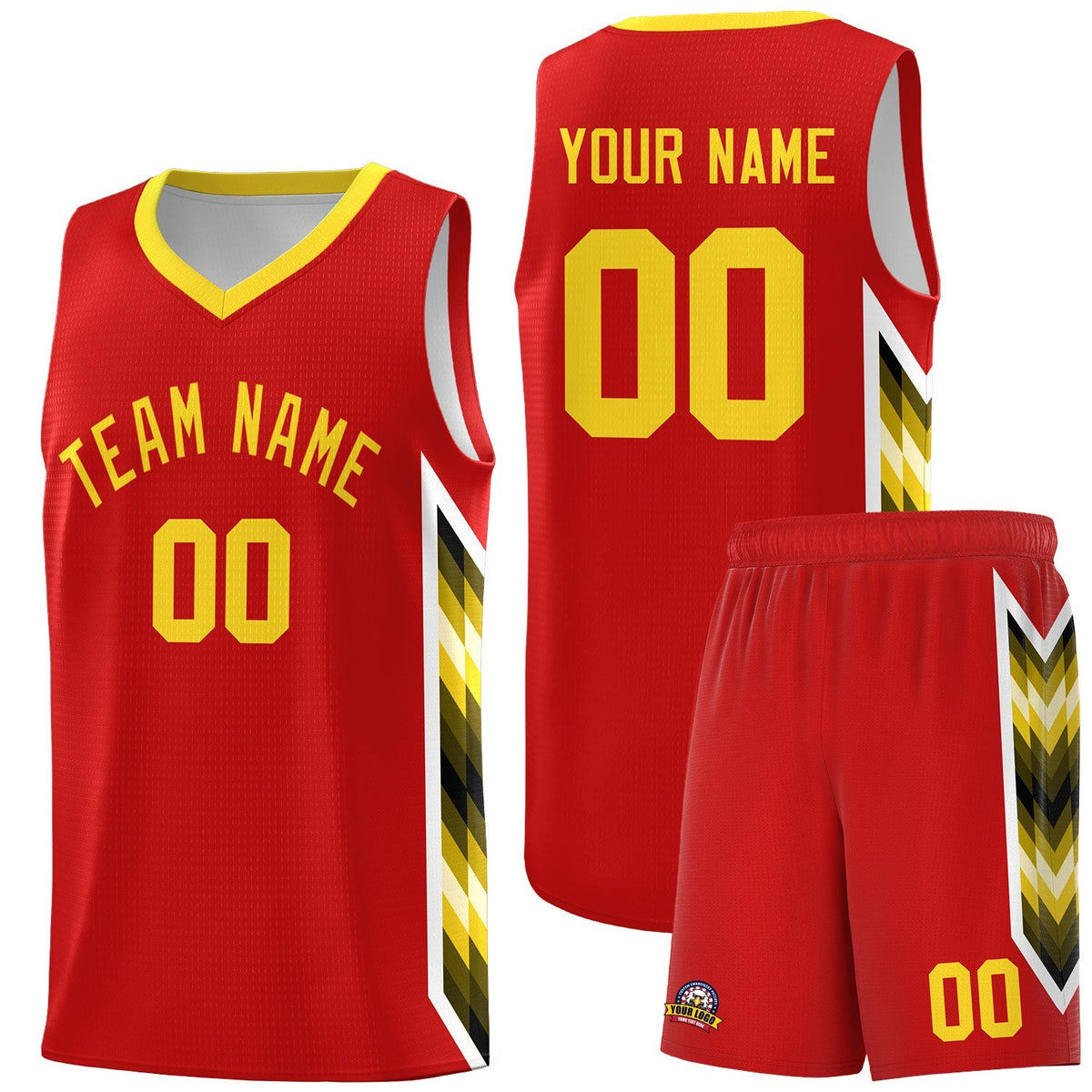 Custom Red Mosaic Gradient Fashion Sports Uniform Basketball Jersey|KXKSHOP