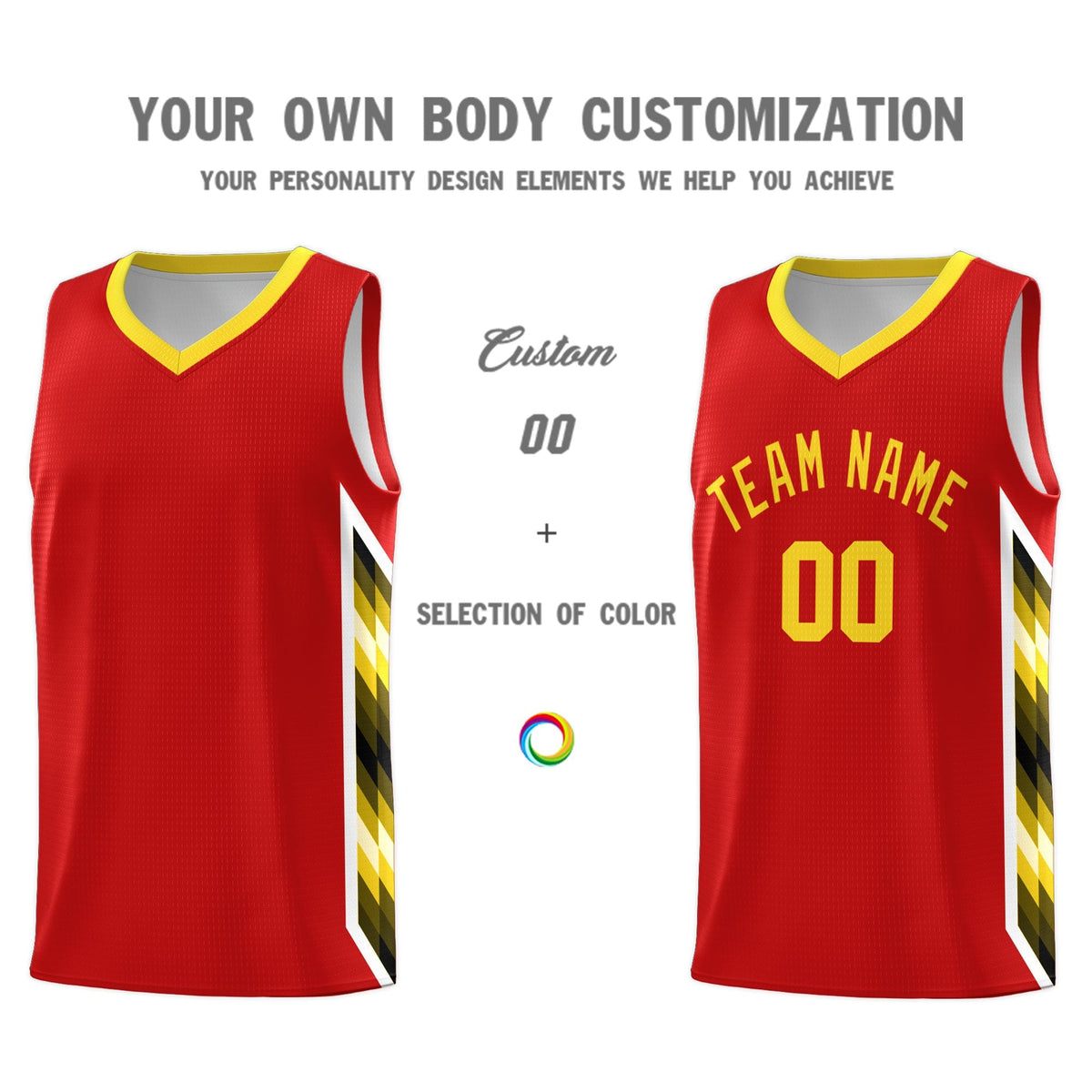 Custom Red Mosaic Gradient Fashion Sports Uniform Basketball Jersey|KXKSHOP