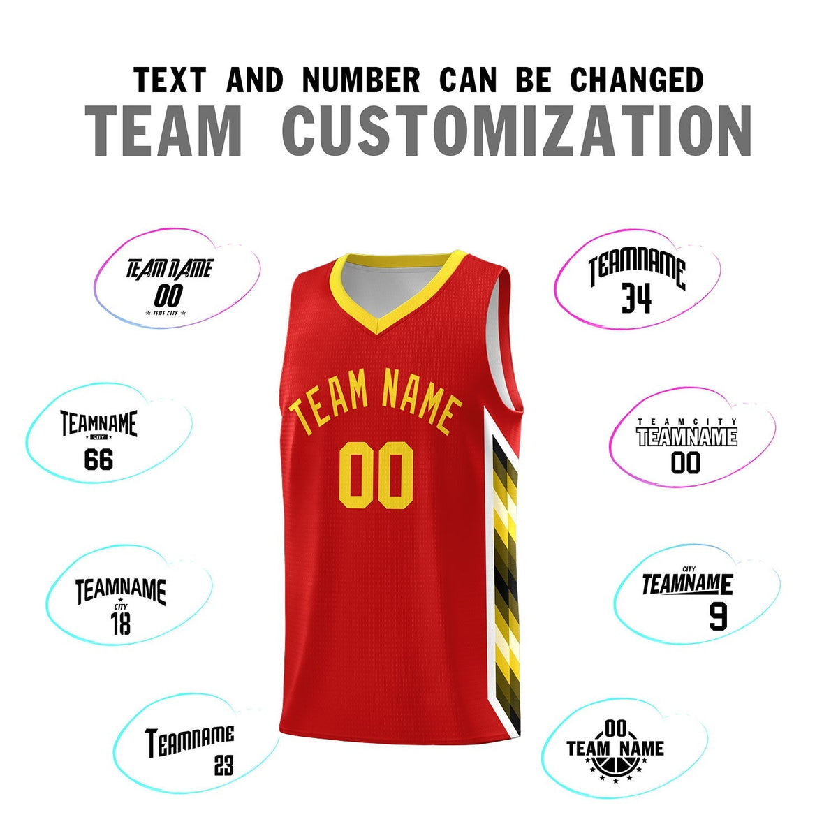 Custom Red Mosaic Gradient Fashion Sports Uniform Basketball Jersey|KXKSHOP
