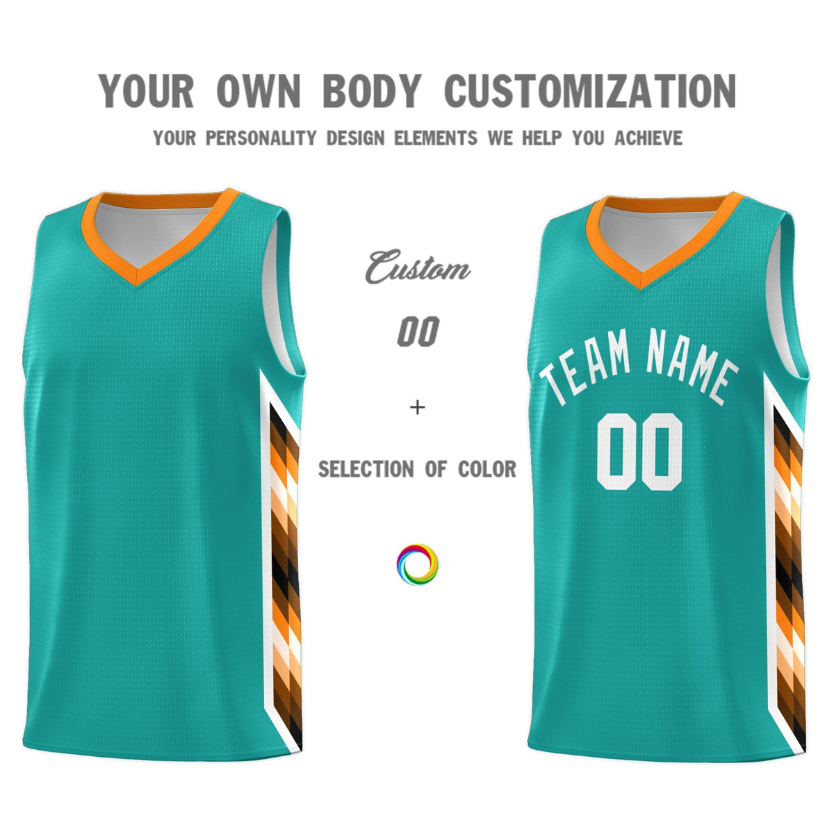 Custom Aqua Mosaic Gradient Fashion Sports Uniform Basketball Jersey|KXKSHOP