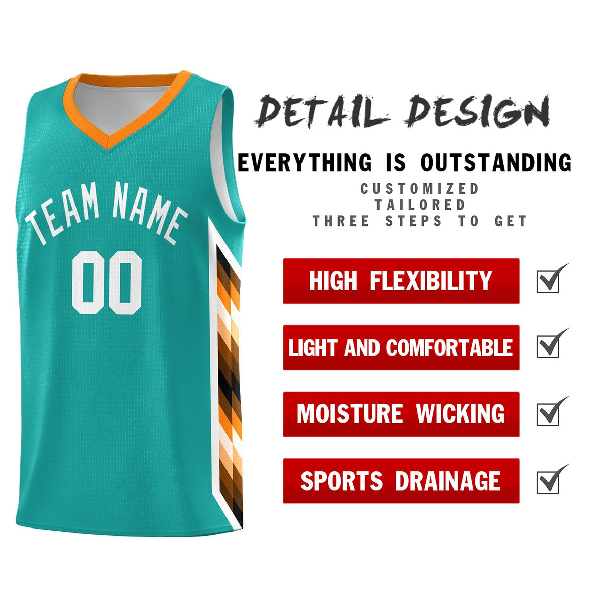 Custom Aqua Mosaic Gradient Fashion Sports Uniform Basketball Jersey|KXKSHOP