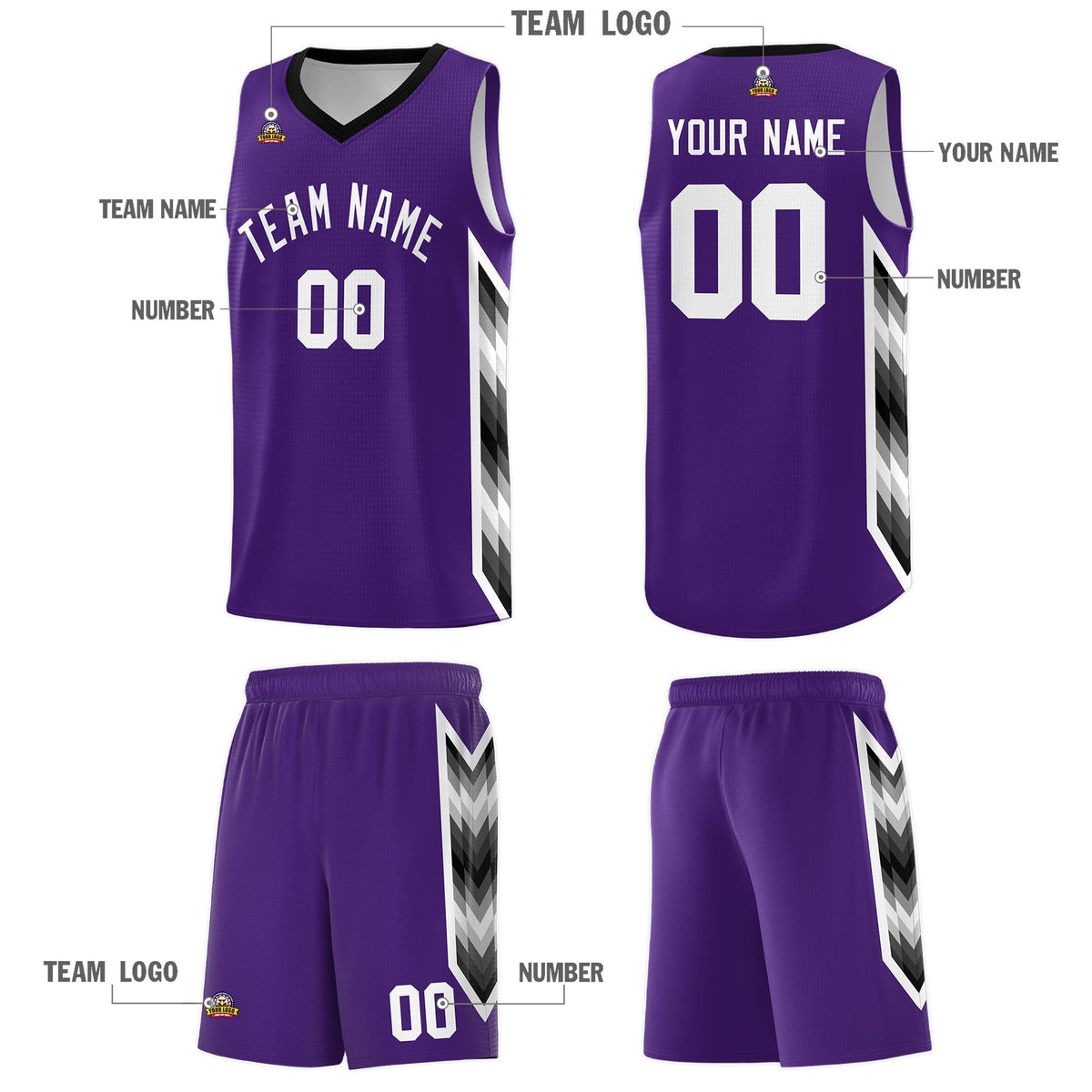 Custom Purple Mosaic Gradient Fashion Sports Uniform Basketball Jersey|KXKSHOP