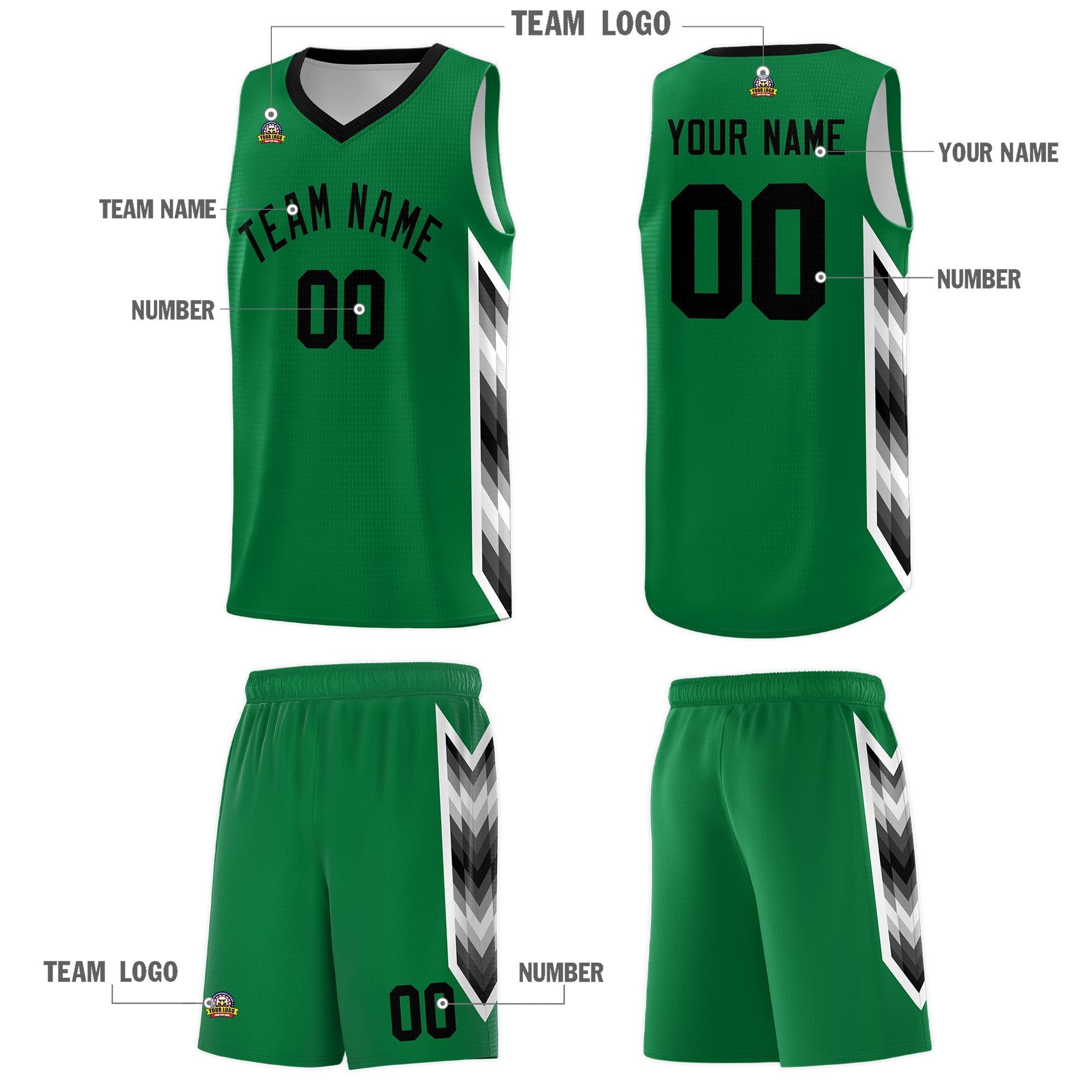 Custom Kelly Green Mosaic Gradient Fashion Sports Uniform Basketball Jersey|KXKSHOP