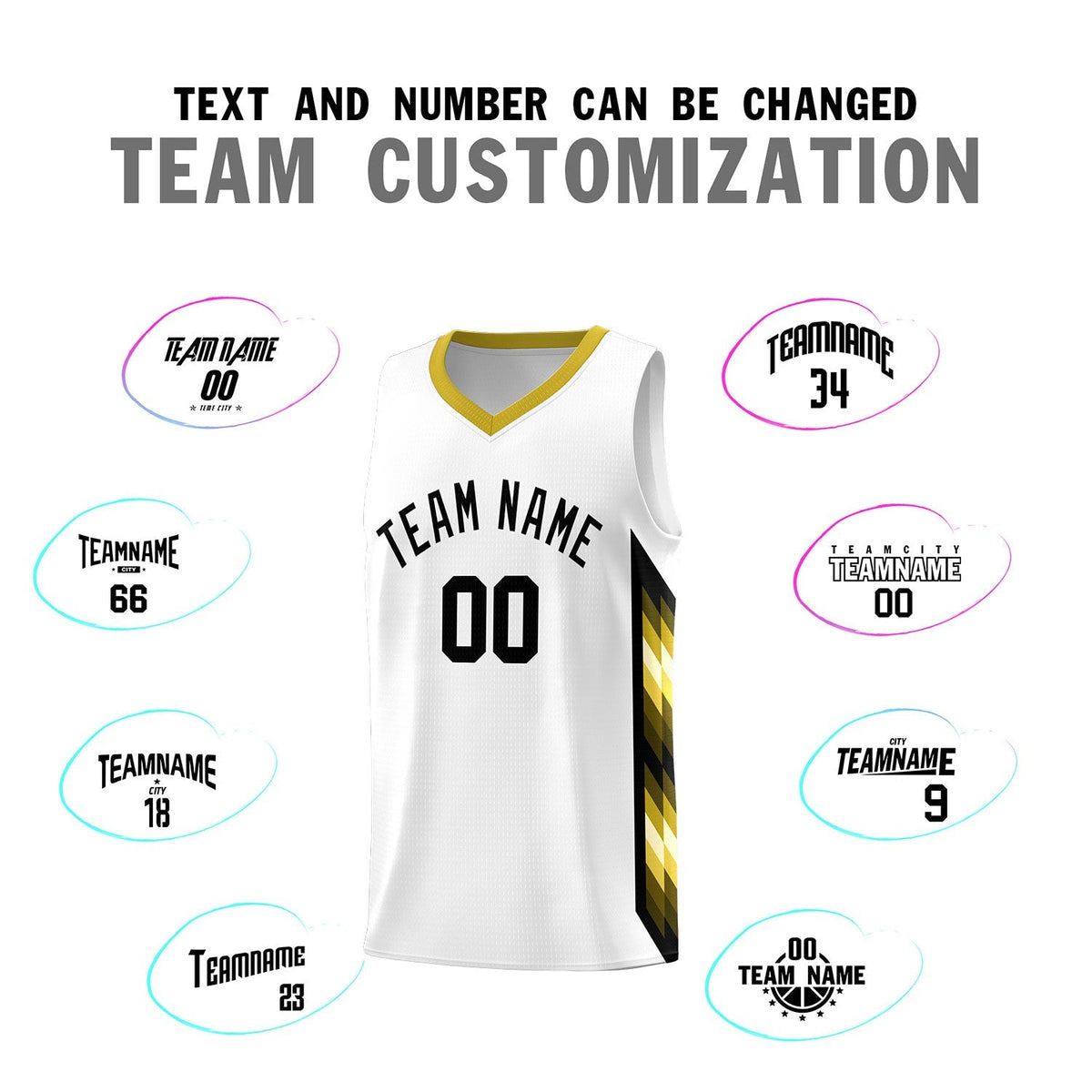 Custom White Mosaic Gradient Fashion Sports Uniform Basketball Jersey|KXKSHOP