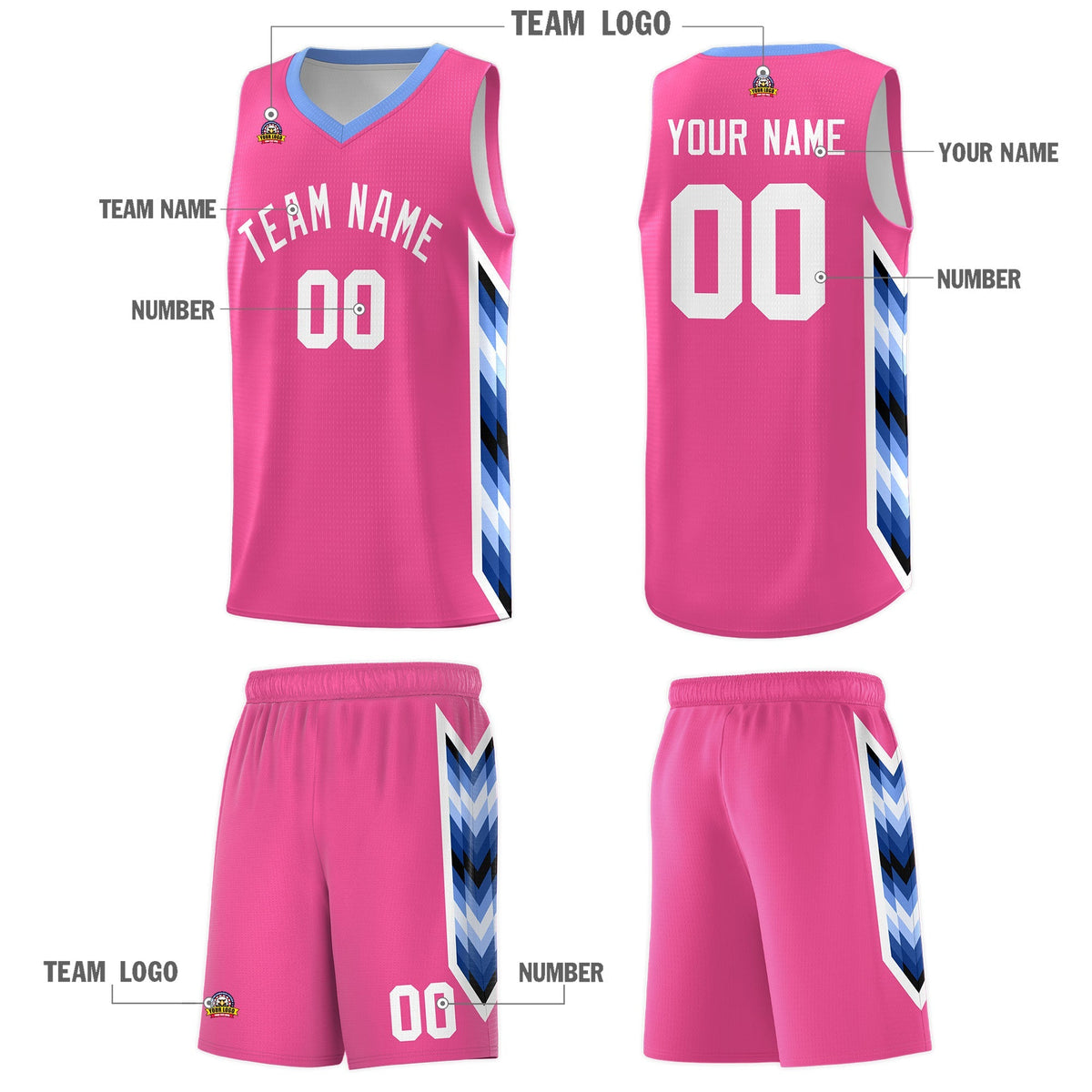 Custom Pink Mosaic Gradient Fashion Sports Uniform Basketball Jersey|KXKSHOP