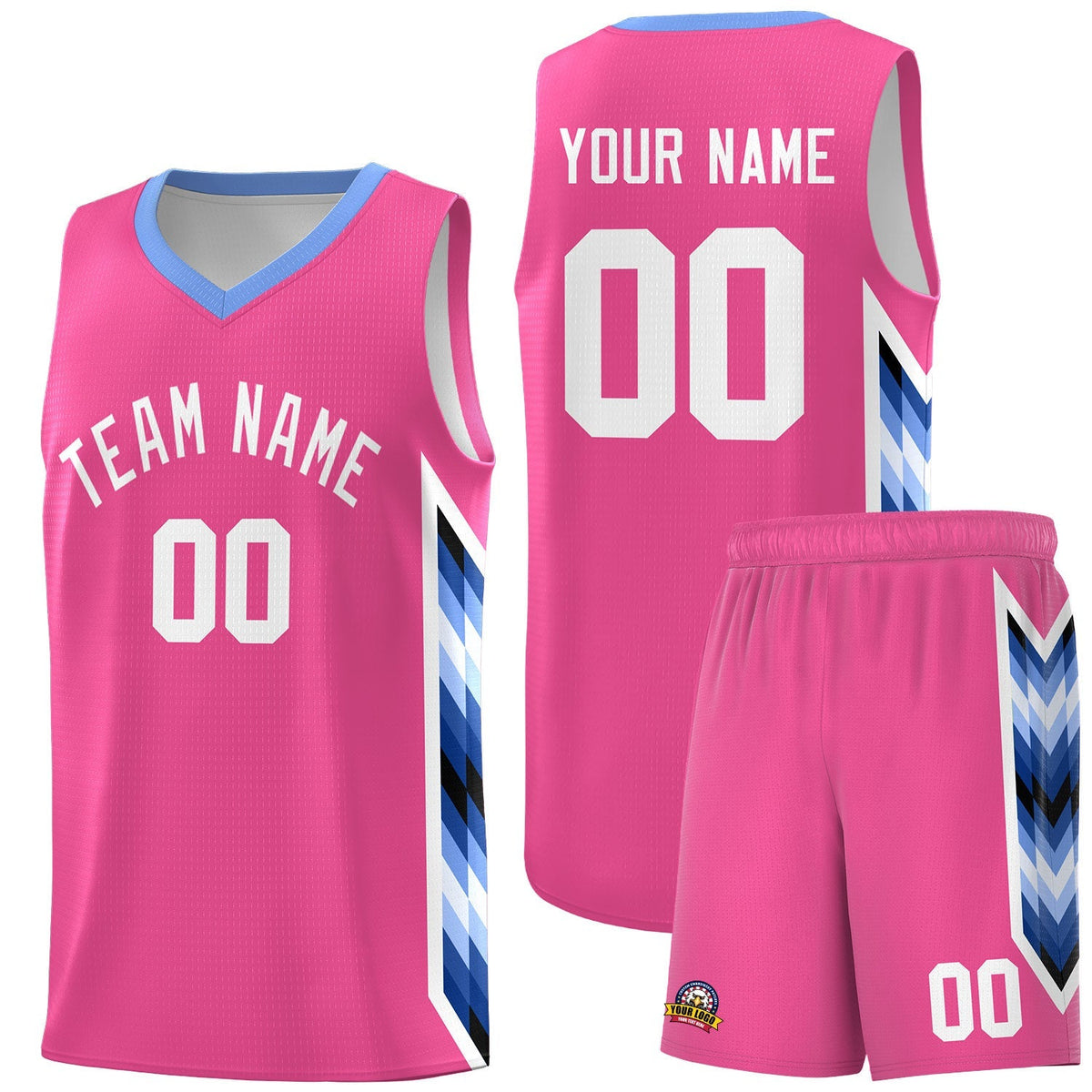 Custom Pink Mosaic Gradient Fashion Sports Uniform Basketball Jersey|KXKSHOP