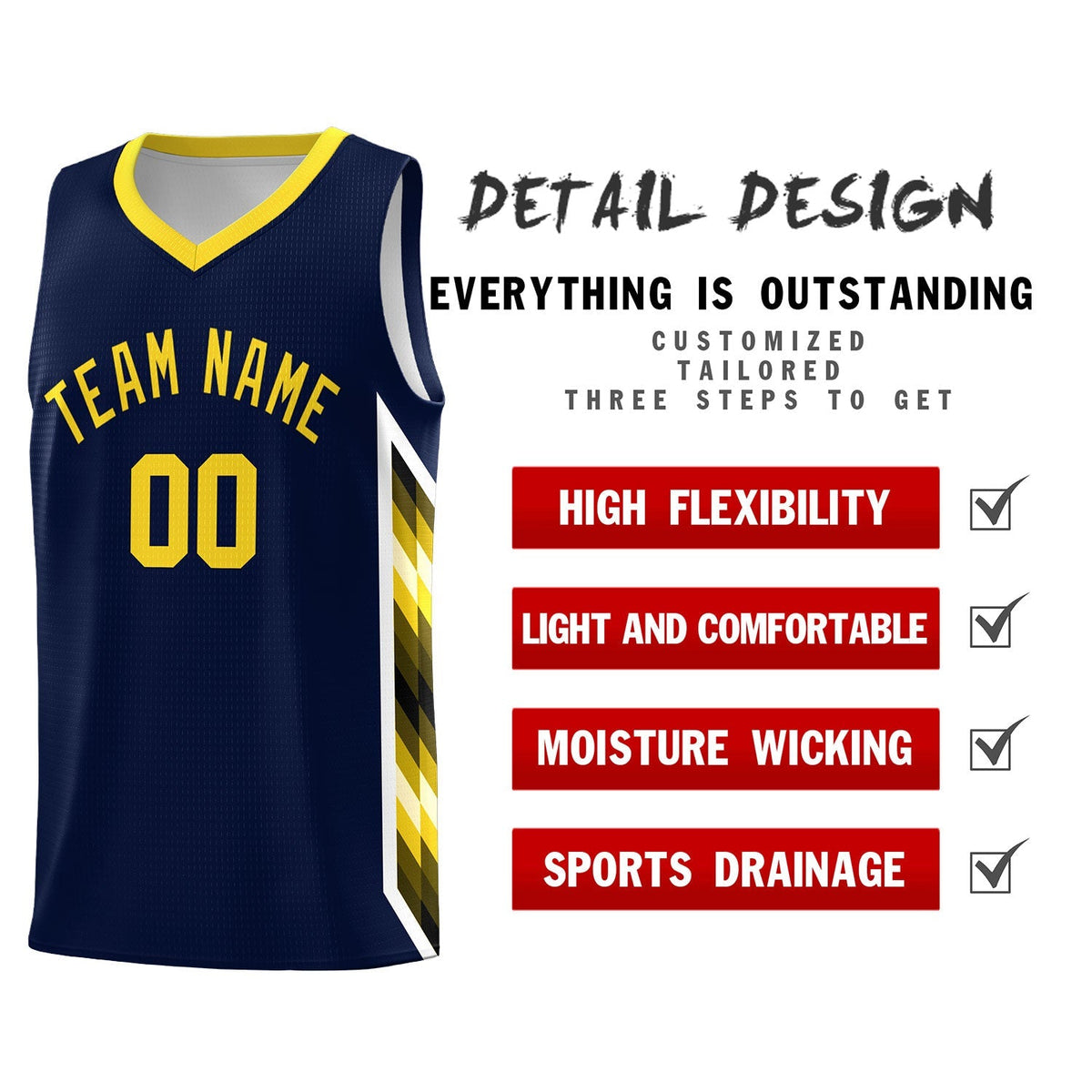 Custom Navy Mosaic Gradient Fashion Sports Uniform Basketball Jersey|KXKSHOP