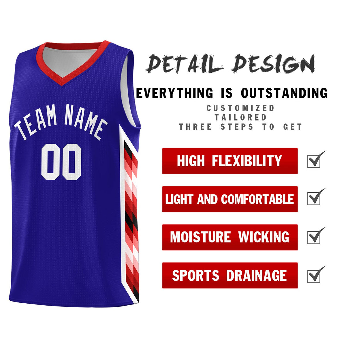 Custom Royal Mosaic Gradient Fashion Sports Uniform Basketball Jersey|KXKSHOP